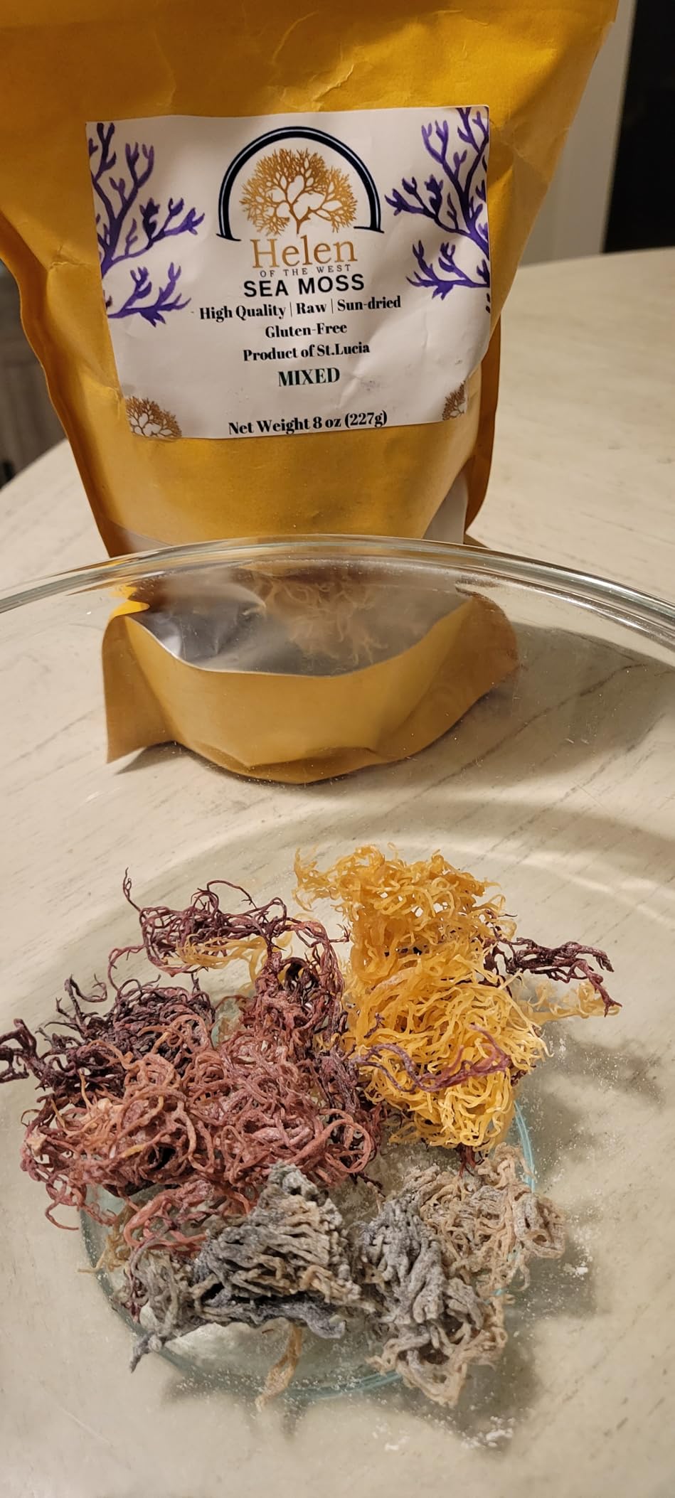 Wildcrafted Sea Moss | Gold - Purple - Green - Mixed | 100% Natural Irish Moss from St.Lucia | Mineral-Rich Superfood | 8oz Sun-Dried Moss | NO Preservatives NO Chemicals customer photo 1