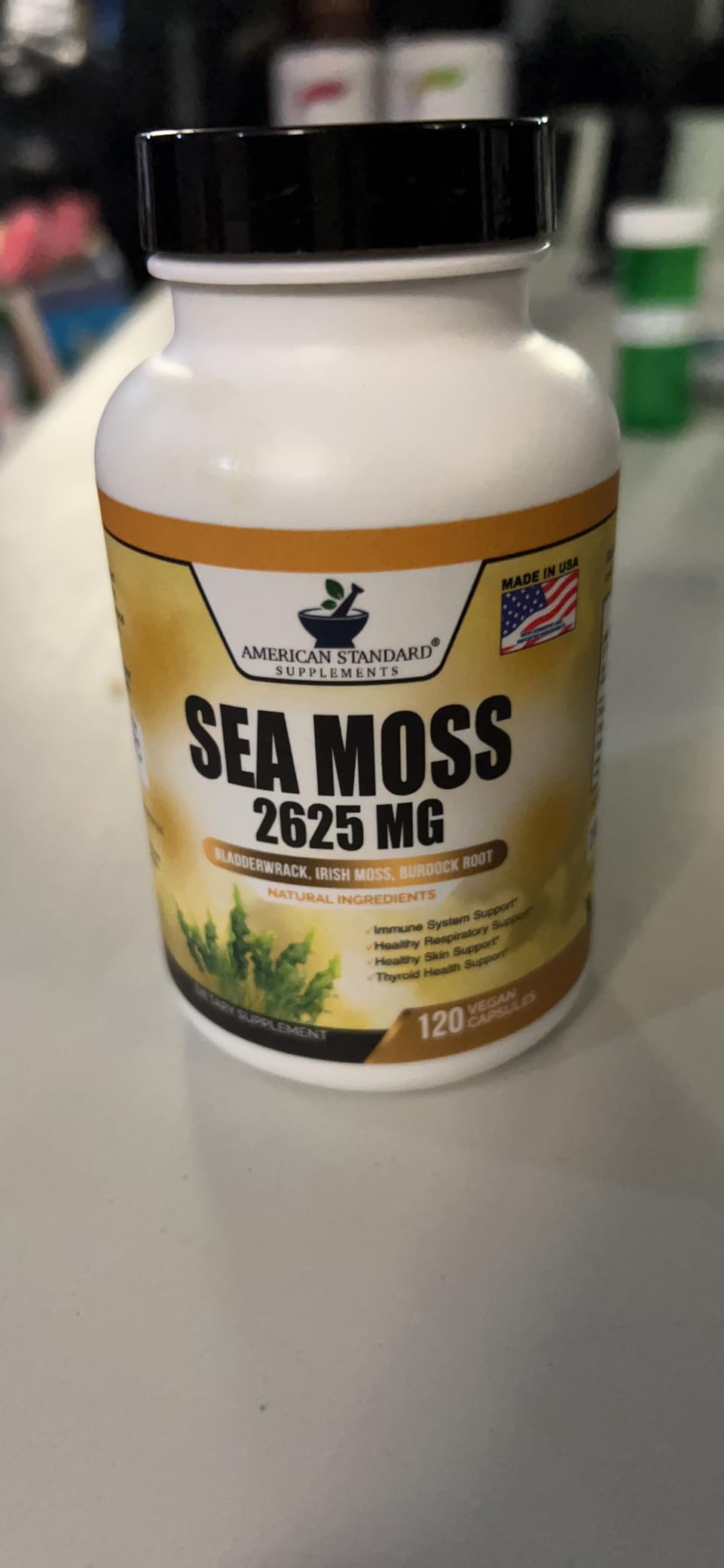 American Standard Supplements Organic Sea Moss, Bladderwrack & Burdock Root Capsules - 1200mg Seamoss, 1200mg Bladderwrack, 225mg Burdock Root Per Serving - 120 Capsules, 40 Servings customer photo 2