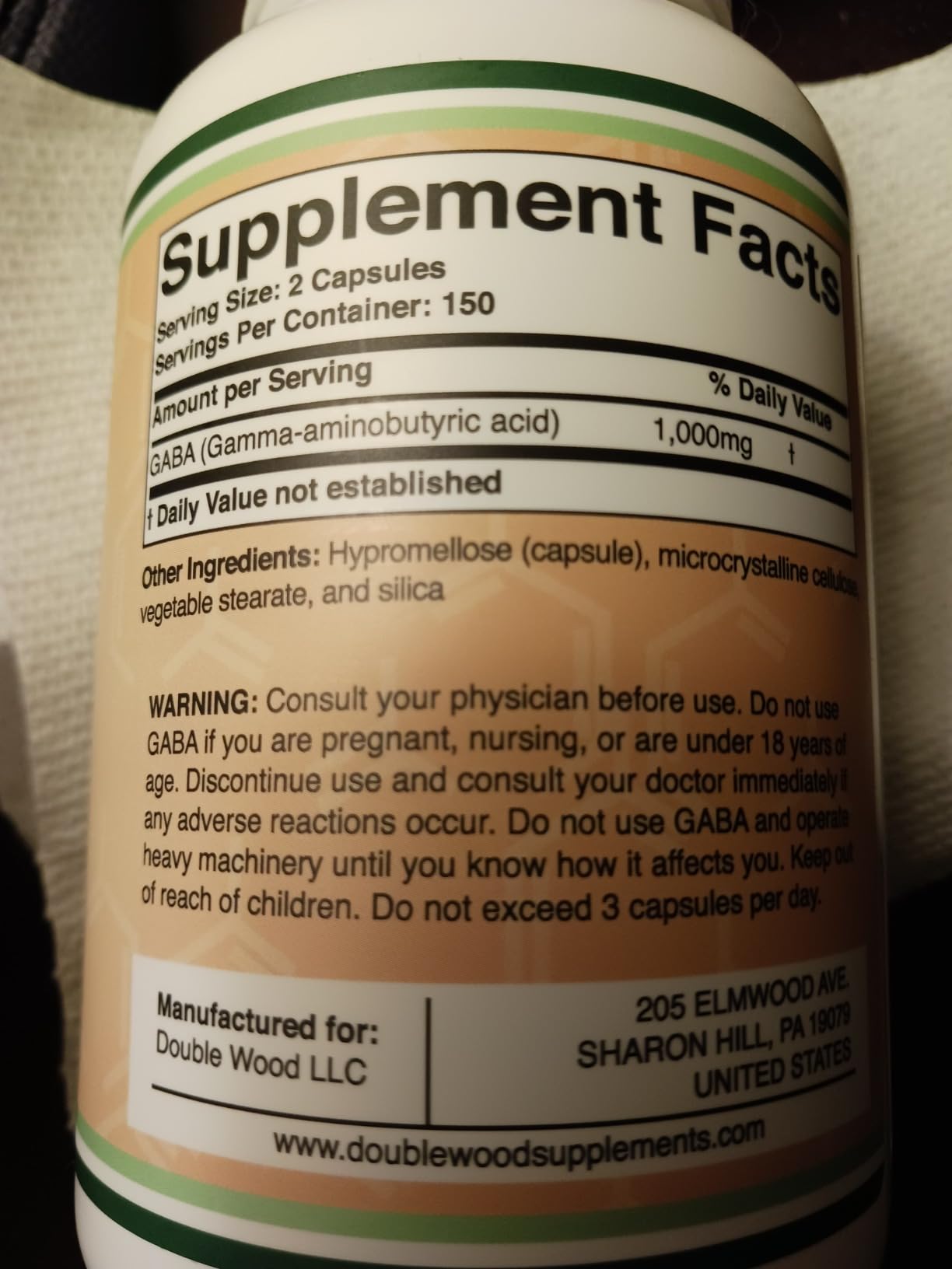 GABA Supplement (300 Capsules, 1,000mg per Serving) Promotes Calm, Relaxation, and Supports Sleep (Vegan Safe, Gluten Free, Non-GMO) by Double Wood customer photo 2