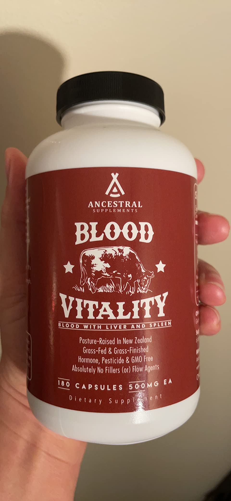 Ancestral Supplements Grass Fed Blood is Blood, Liver & Spleen Formula, 500mg, Grass Fed Beef Supplement, Red & White Blood Cell Formation, Immune and Heart Health Support, Non GMO, 180 Capsules customer photo 1