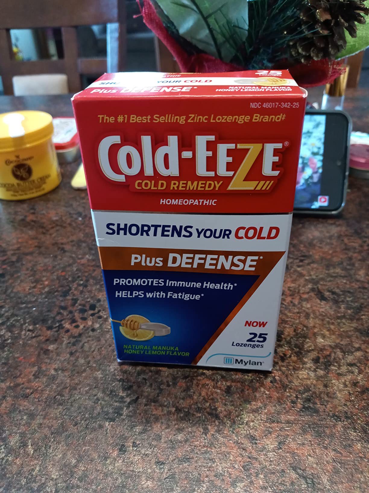 Cold-Eeze Plus Defense Natural Manuka Honey Lemon Zinc Lozenges, Homeopathic Cold Remedy, Shortens Common Cold Symptoms by 42%, Promotes Immune Health, Sambucus Nigra, Echinacea and Rose Hips, 25 Ct. customer photo 2