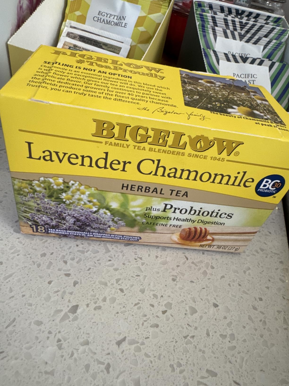 Bigelow Tea Lavender Chamomile plus Probiotic Herbal Tea, Caffeine Free, 18 Total Tea Bags (Pack of 1) customer photo 1