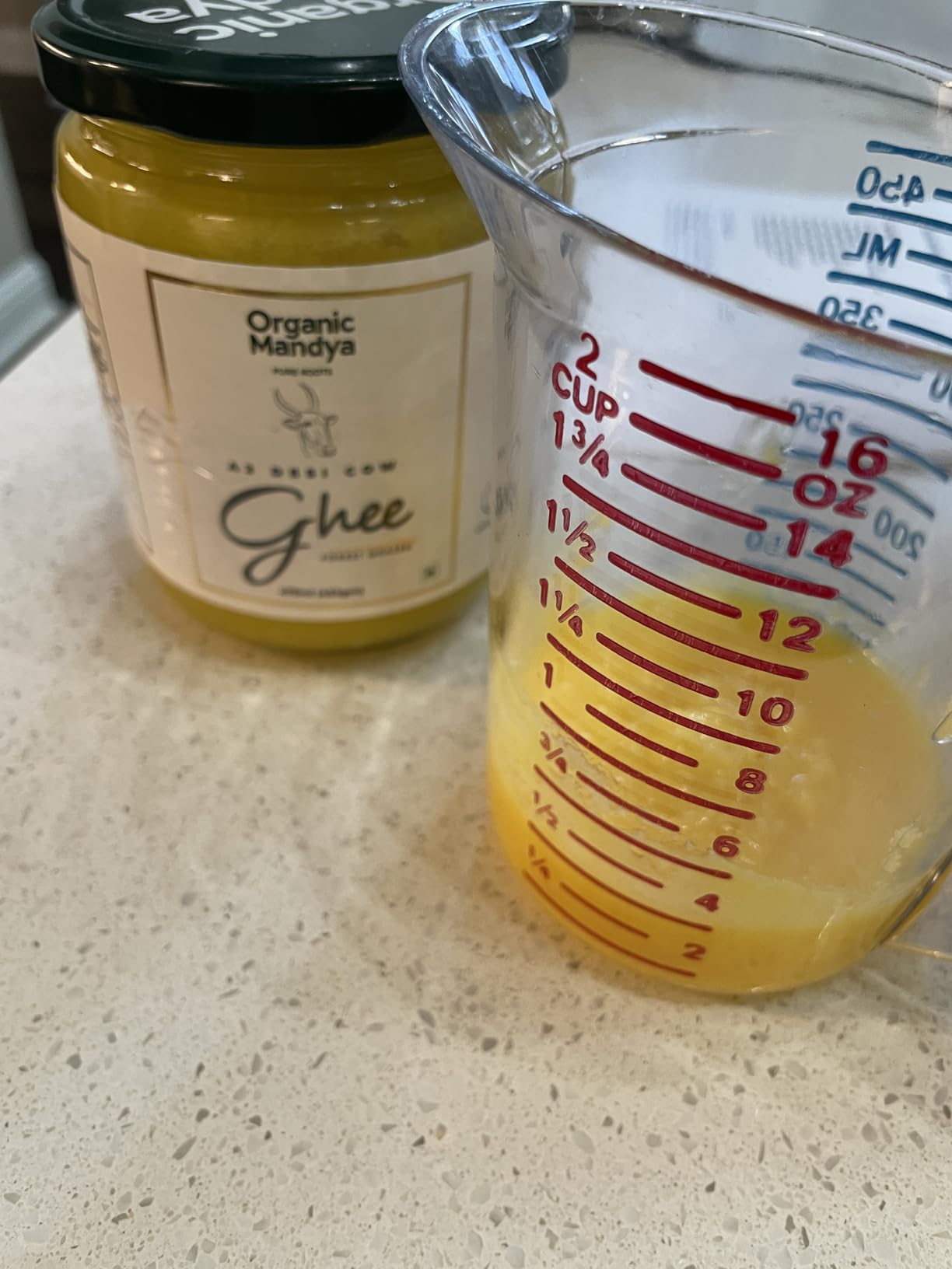 A2 Desi Grass-Fed Ghee Clarified Butter, Pasture Raised, Lactose Free, Stress-Free Cattle (16 Oz / 475 ml) by Organic Mandya customer photo 2