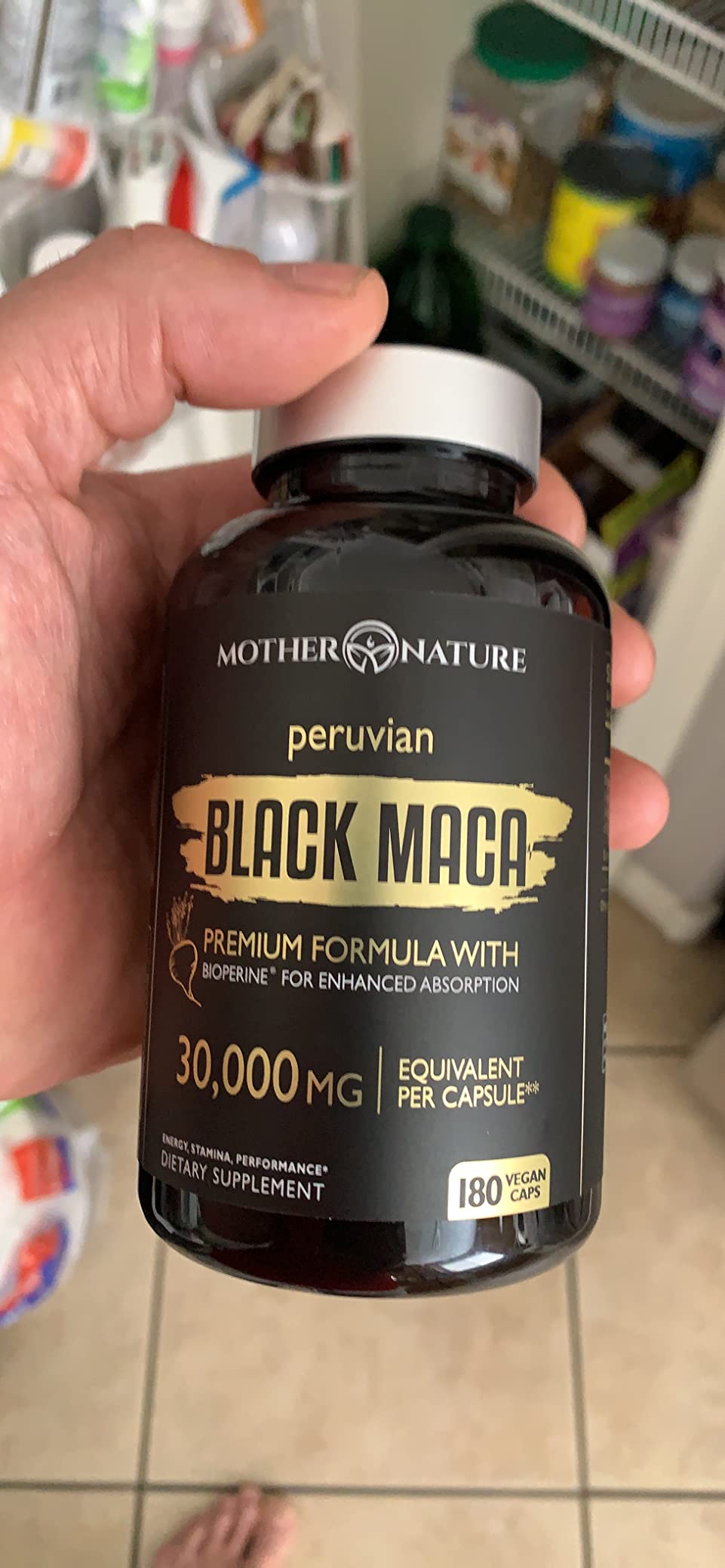 Black Maca Root 50:1 750mg - 180 Capsules Organic Peruvian Maca Peruana Supplement for Men | High Potency Energy, Mood & Performance Support | Vegan, Non-GMO customer photo 1