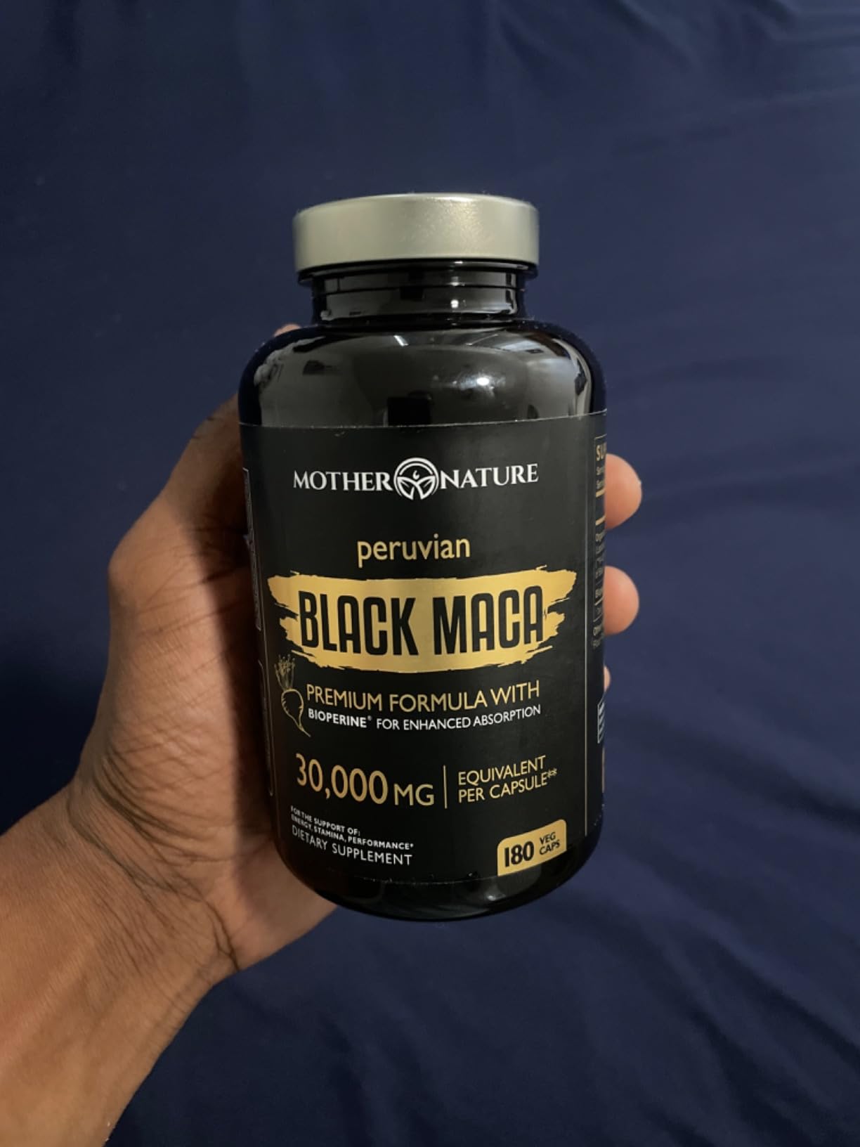Black Maca Root 50:1 750mg - 180 Capsules Organic Peruvian Maca Peruana Supplement for Men | High Potency Energy, Mood & Performance Support | Vegan, Non-GMO customer photo 2