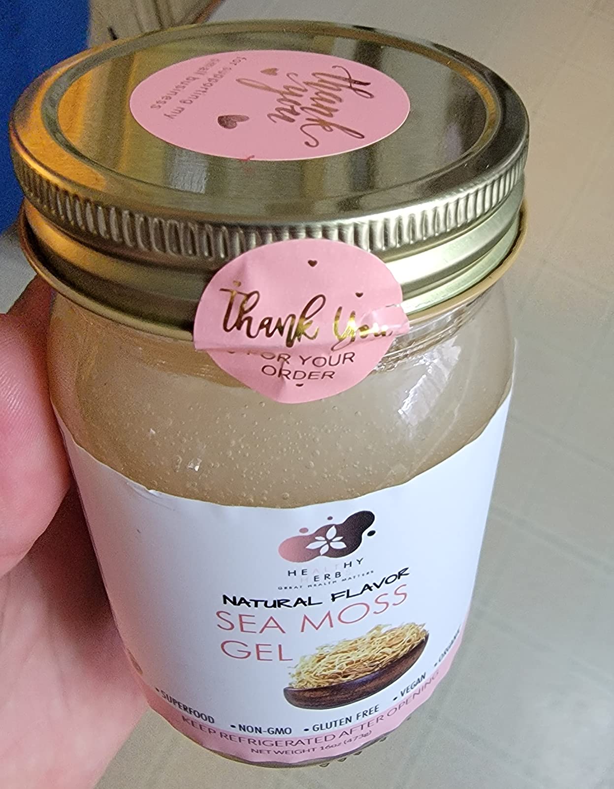 Healthy Herbs Sea Moss Gel (Natural) Wildcrafted from Jamaican St Lucia Gold Seamoss | Wild-Harvested Superfood with Over 90 Essential Vitamins & Minerals | Vegan, Non-GMO, US-Made (16 oz.) customer photo 1