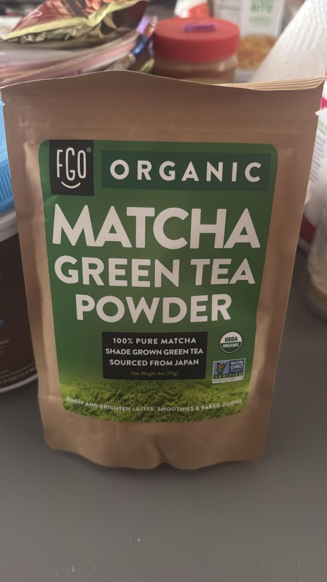 FGO Organic Matcha Green Tea Powder, Japanese Culinary Grade for Cooking, Baking, and Smoothies, 4 Ounce Resealable Bag, Packaging May Vary (Pack of 1) customer photo 1