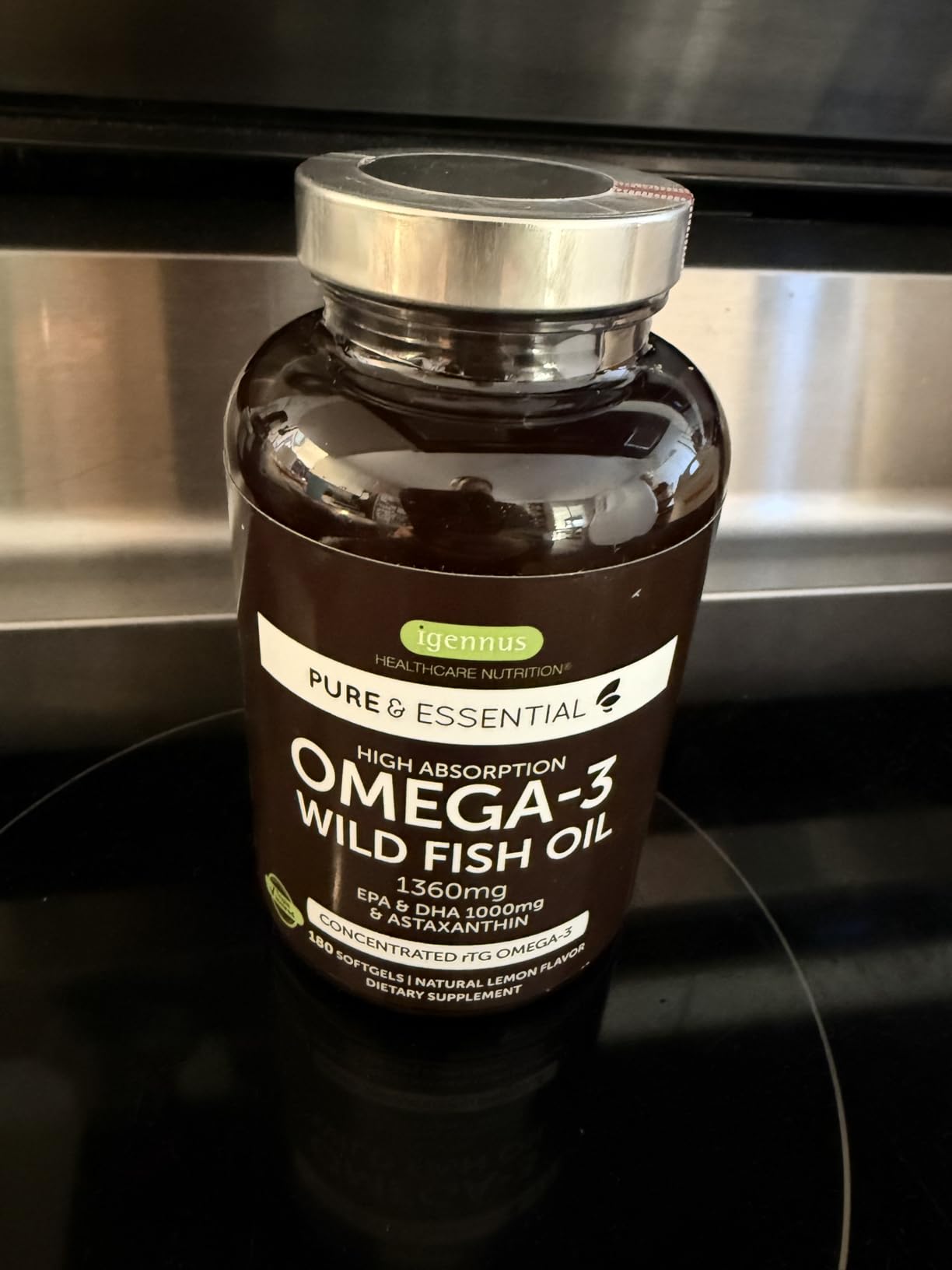 Igennus Ultra Pure Omega 3 Triglyceride rTG Wild Fish Oil 1360mg, IFOS Certified, EPA DHA 1000mg Plus Astaxanthin, Non-GMO, for Men & Women, 180 Softgels customer photo 1