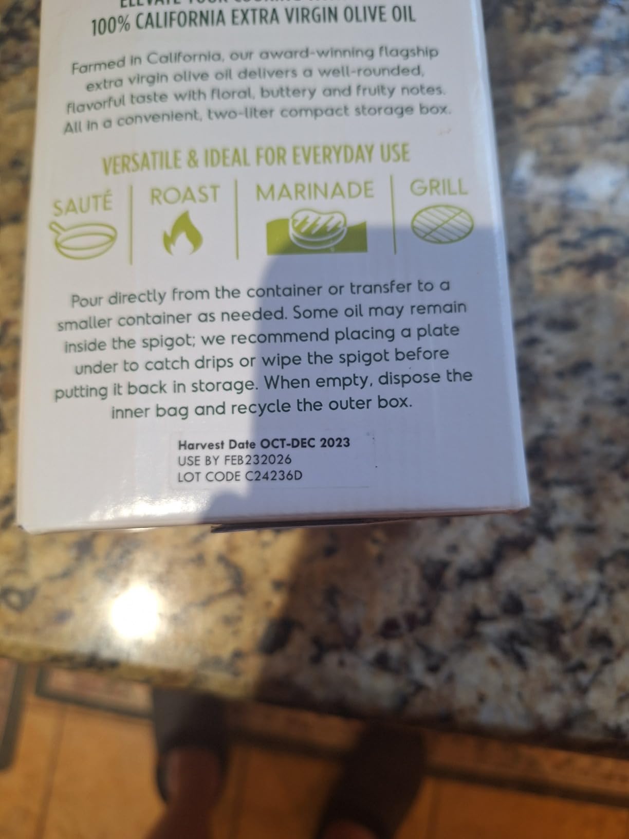 California Olive Ranch, 100% California Bag-in-Box Extra Virgin Olive Oil, 2L (Pack of 1) customer photo 2