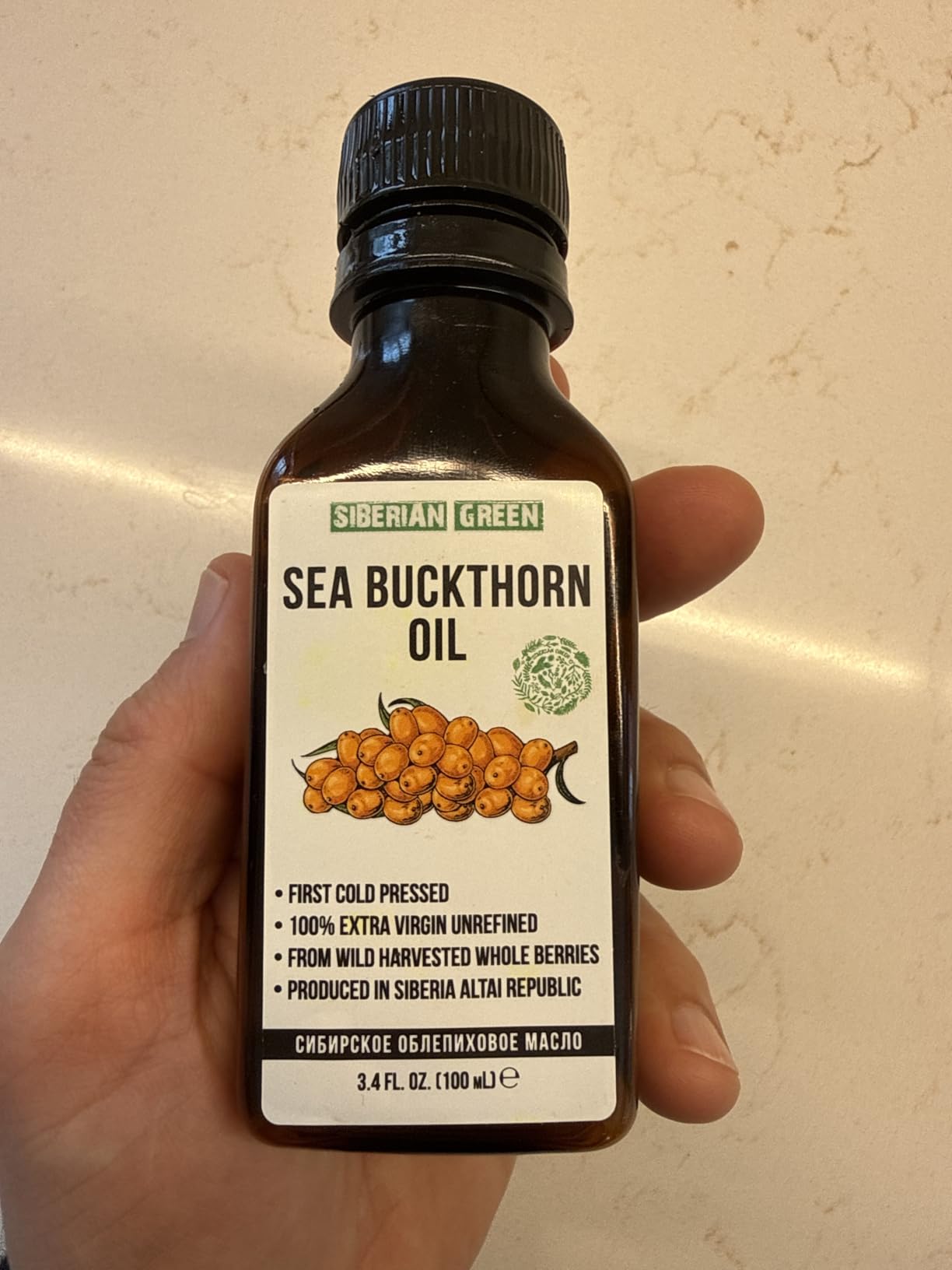 Siberian Sea Buckthorn Oil | 100% Natural Extra Virgin Cold Pressed 100 ml / 3.4 fl oz | Unrefined Raw Vegan | Exclusive Healthy Diet Food Grade customer photo 1