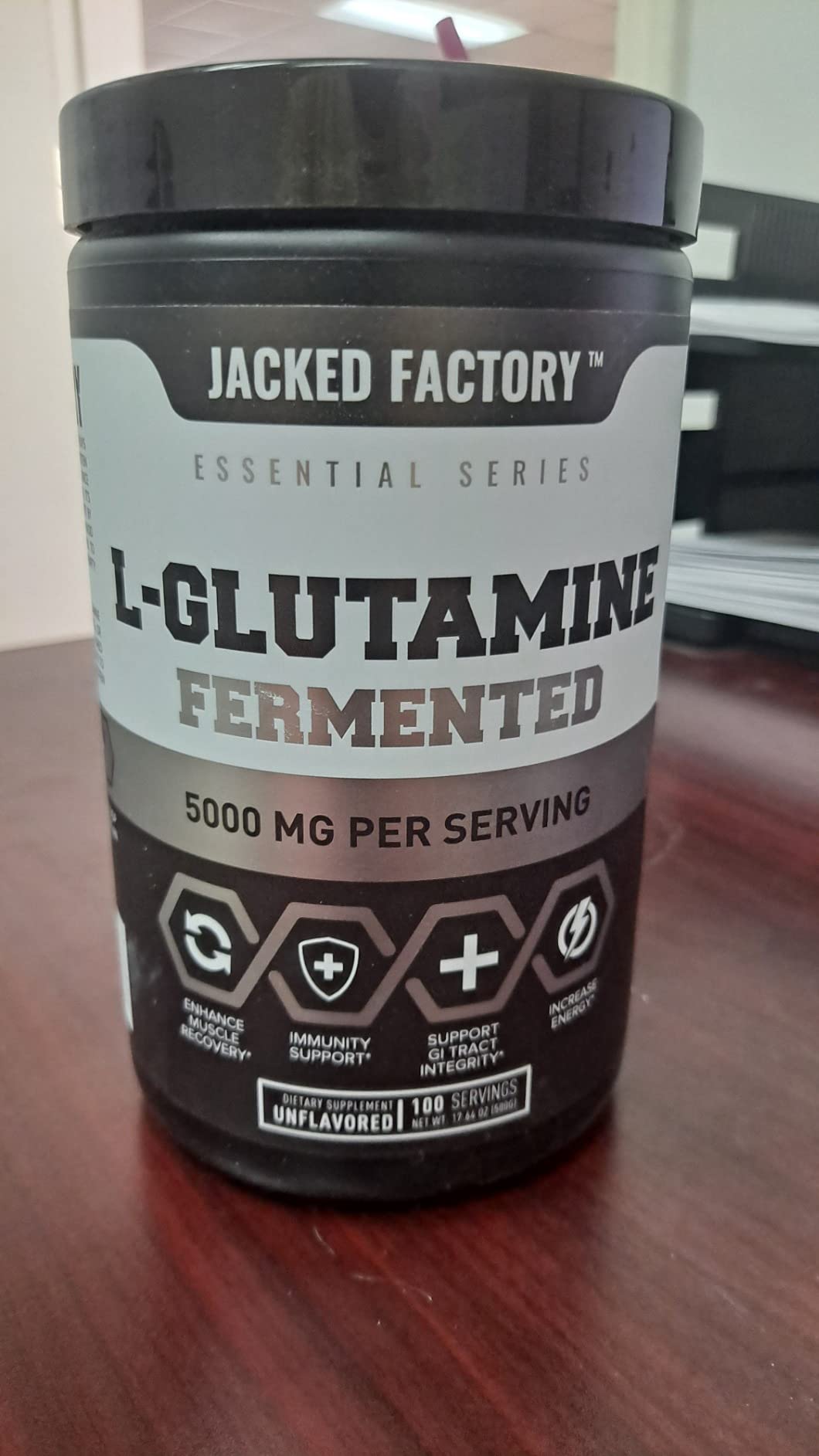 Jacked Factory L-Glutamine Powder 100 Servings - Vegan Fermented L Glutamine Supplement for Post Workout Muscle Recovery, Immunity, Digestive Health | No Artificial Filler - Unflavored customer photo 1