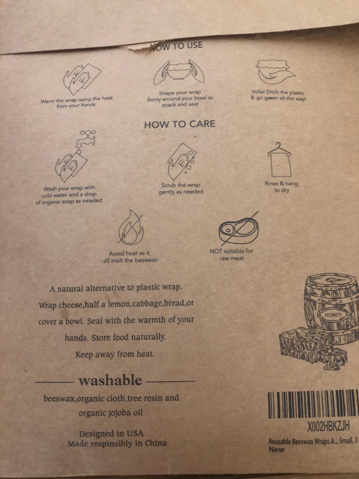 Akeeko Reusable Beeswax Food Wraps - Assorted 9 Packs, Reusable, Plastic-Free Food Storage, 5 Small, 2 Medium, 1 Large, 1 Extra Large Wraps with Flower and Birds Pattern customer photo 2