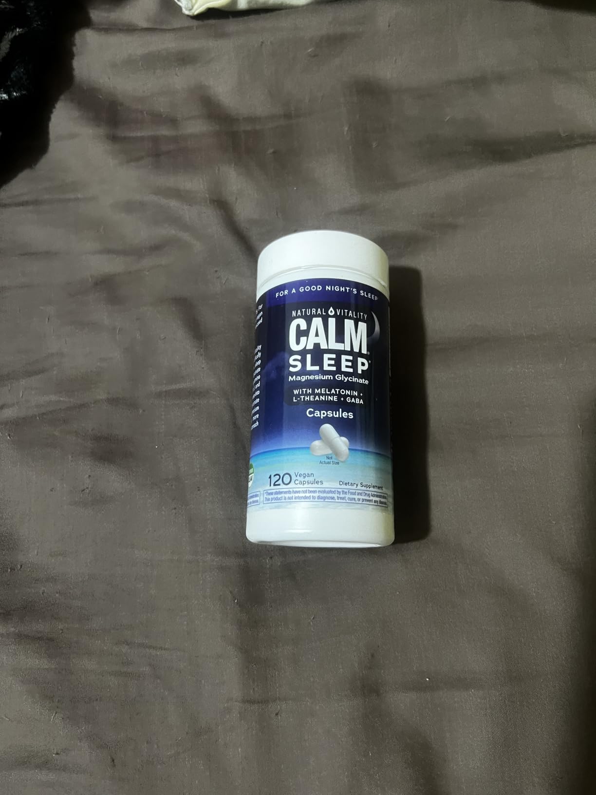 Natural Vitality Calm Sleep Capsules | Magnesium with Melatonin, L-Theanine & GABA Supplement | for a Good Night's Sleep | Non-GMO, Gluten Free & Vegan | 120 Count customer photo 1