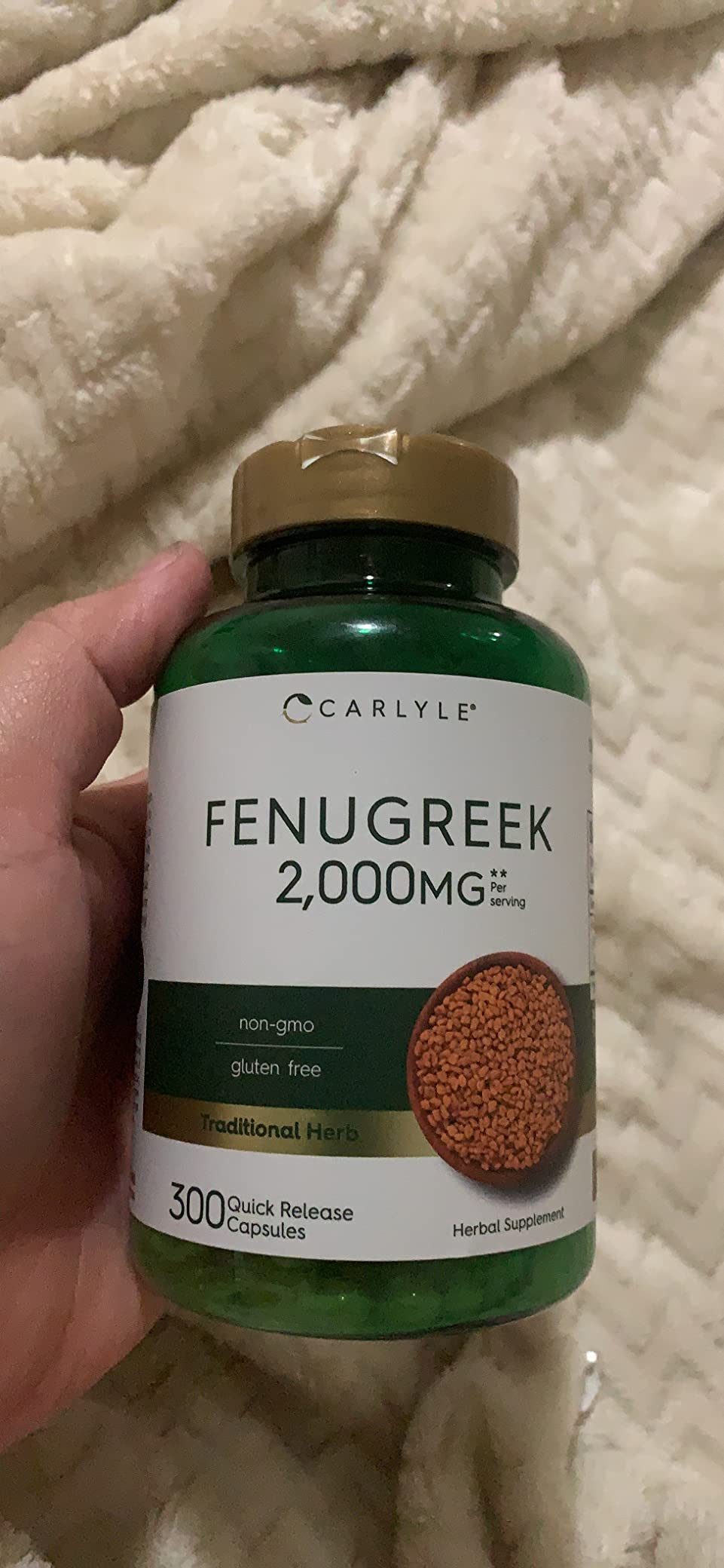 Carlyle Fenugreek Capsules | 300 Count | Fenugreek Seed Extract | Non-GMO & Gluten Free Supplement customer photo 1