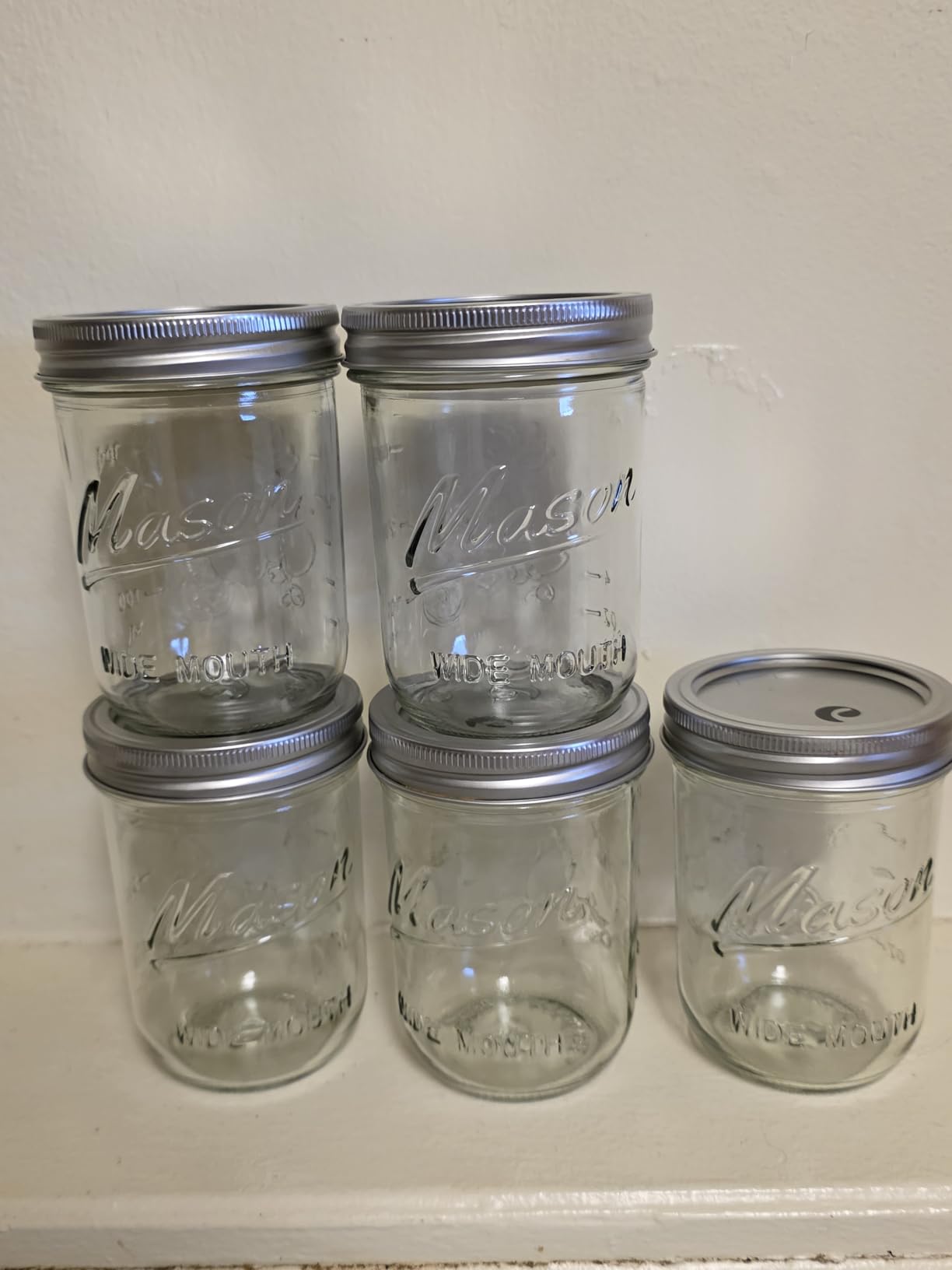 SEWANTA Wide Mouth Mason Jars 16 oz [5 Pack] With Mason Jar Lids and Bands, Mason Jars 16 oz - For Canning, Fermenting, Pickling - Jar Decor - Microwave/Dishwasher Safe customer photo 2