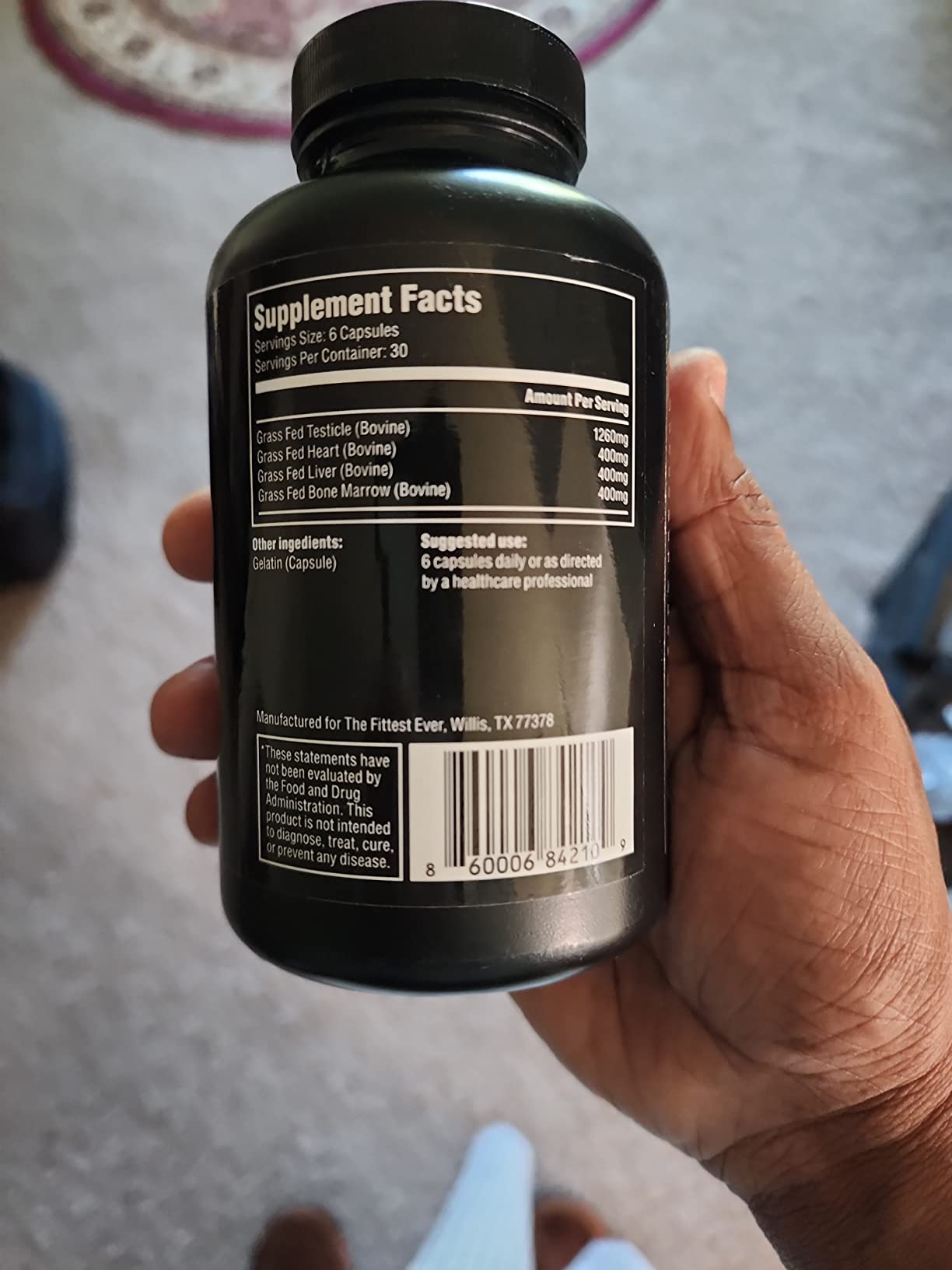 The Fittest King - Testosterone Booster Supplement - Supports Hormone Health, Stamina, & Strength - Includes Grass fed Bovine Liver, Bone Marrow, Heart & Testicle - 180 Capsules customer photo 1
