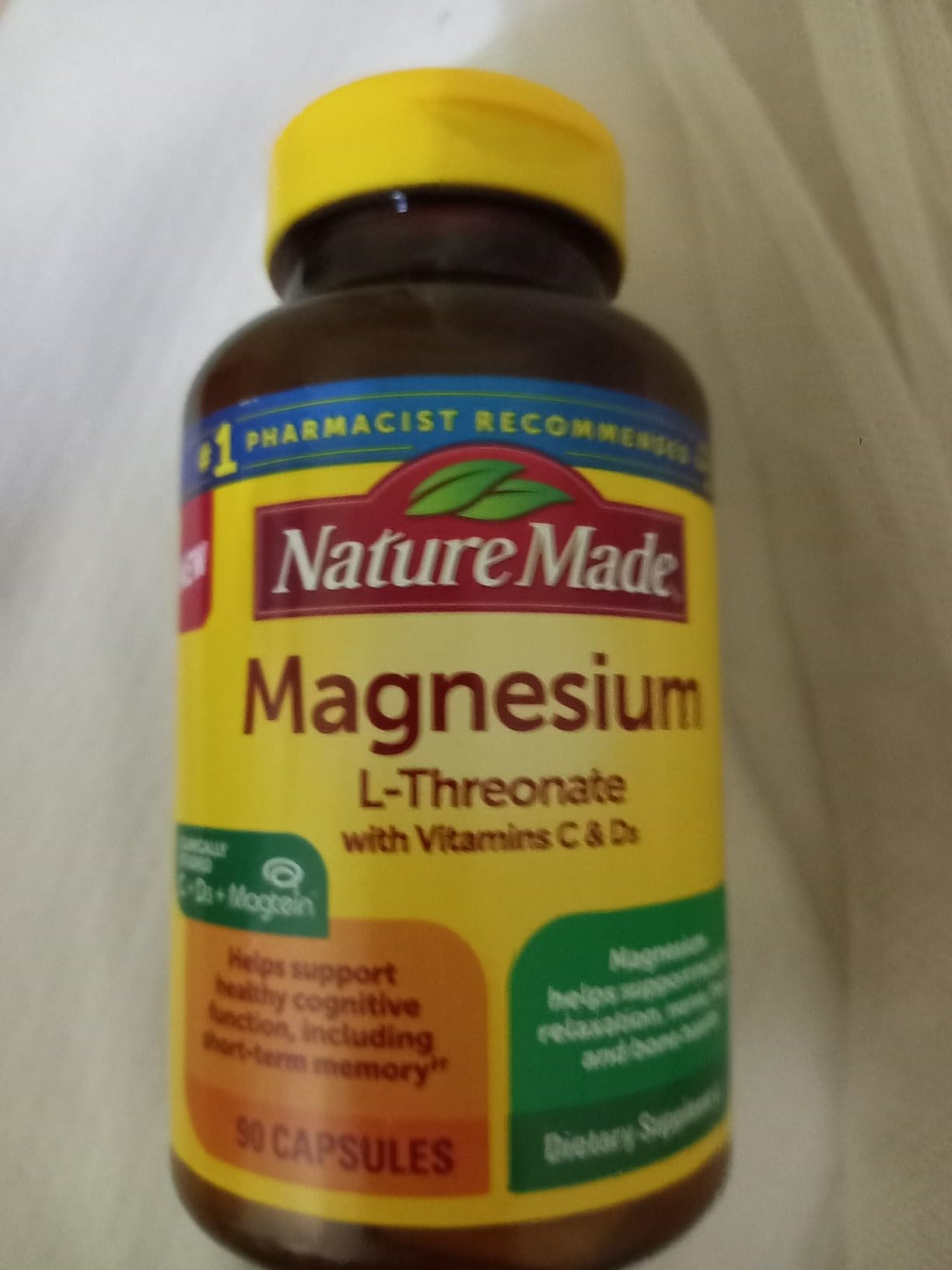 Nature Made Magnesium L-Threonate with Vitamin C & Vitamin D3, Provides 130 mg of Mag from 1800 mg Magnesium L Threonate, Cognitive Support Magnesium Supplement, 90 Capsules, 30 Day Supply customer photo 1