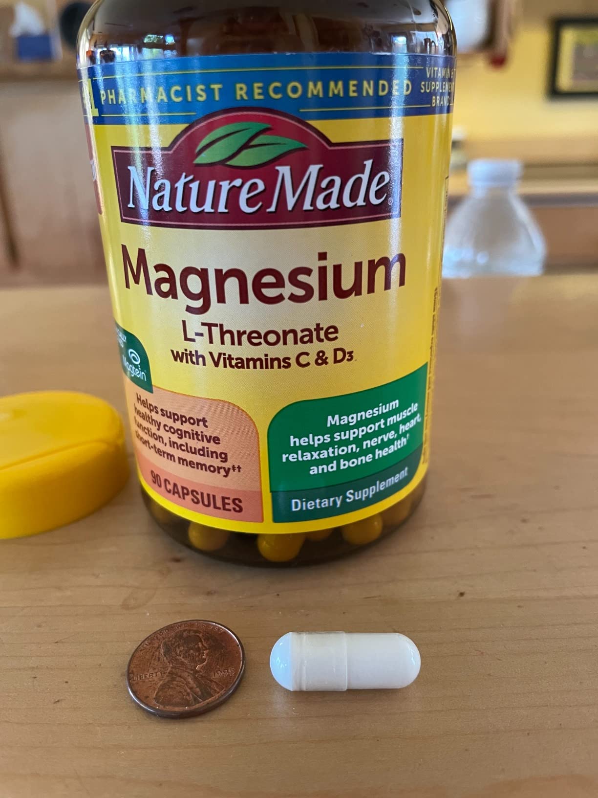 Nature Made Magnesium L-Threonate with Vitamin C & Vitamin D3, Provides 130 mg of Mag from 1800 mg Magnesium L Threonate, Cognitive Support Magnesium Supplement, 90 Capsules, 30 Day Supply customer photo 2