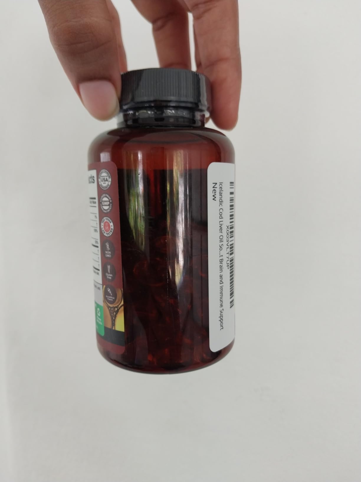 Icelandic Wild Caught Cod Liver Oil Softgels - Fish Omega 3, EPA, DHA, Vitamin D & A, 1000mg Per Serving - Burpless Capsules for Heart, Joint, Brain & Immune Support - 100 Count customer photo 1