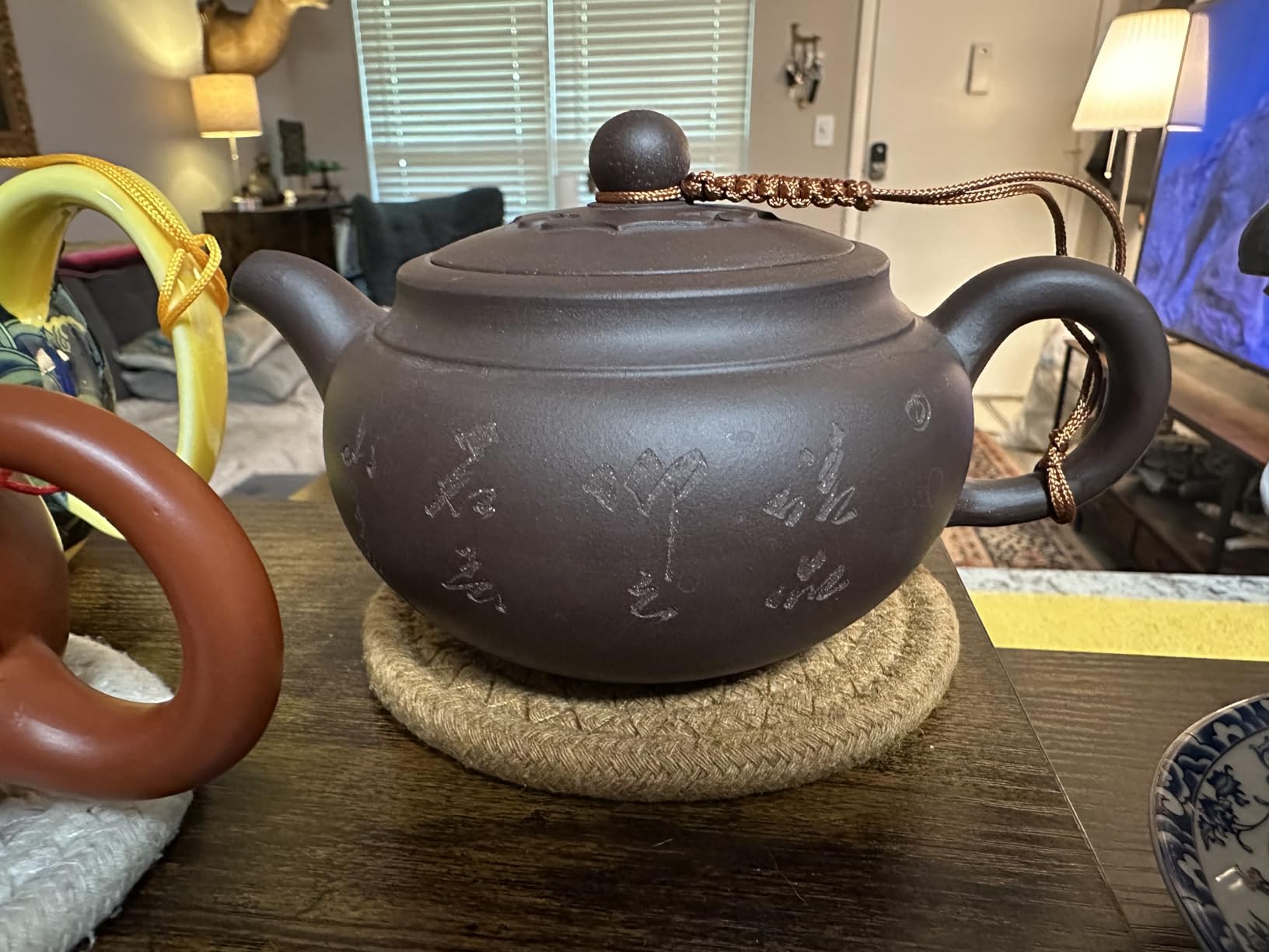 Teapot 10oz Chinese Zisha Clay Pots with Infuser for Loose Tea Hand-Carved Red Brown Qingshuini Natural Clay 320ml customer photo 1