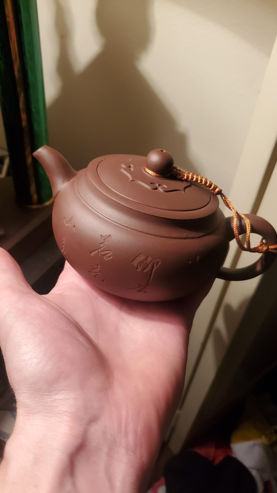 Teapot 10oz Chinese Zisha Clay Pots with Infuser for Loose Tea Hand-Carved Red Brown Qingshuini Natural Clay 320ml customer photo 2