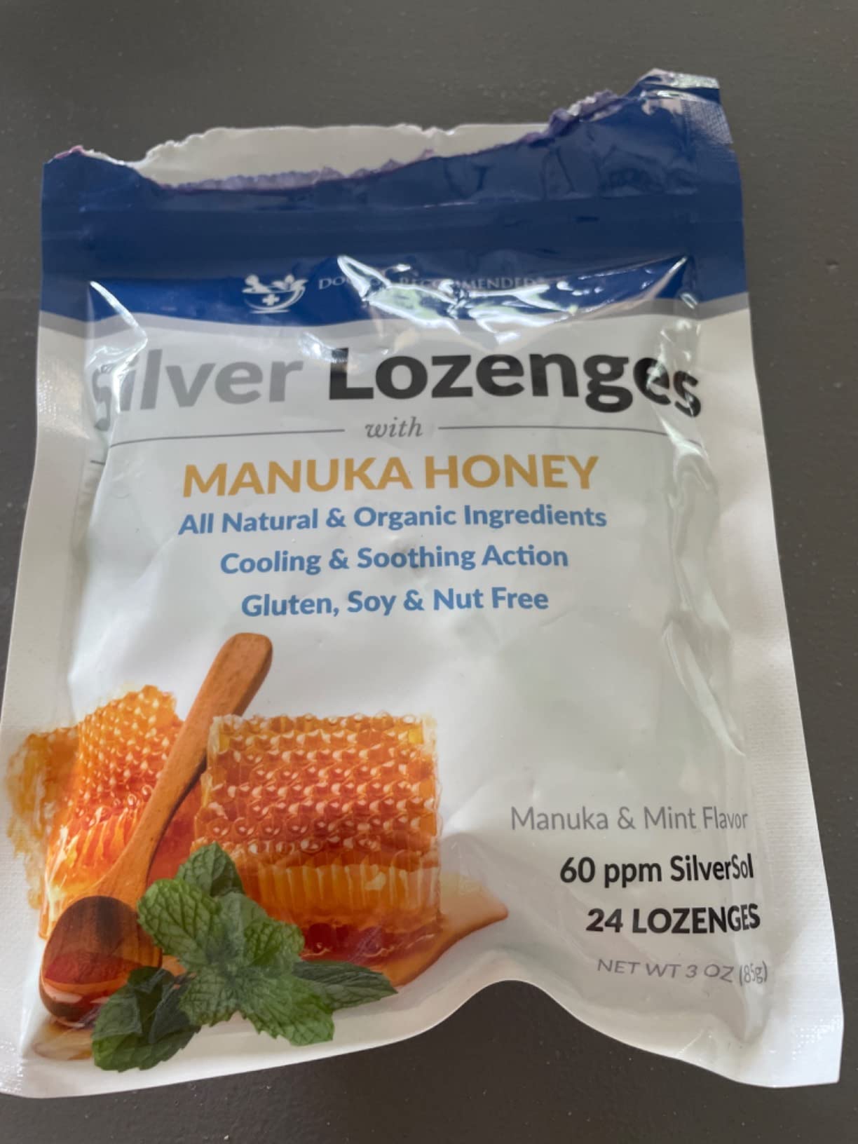 Silver Lozenges with Organic Manuka Honey and Vitamin C - All-Natural Nano Silver 45-50mcg of 60 PPM Colloidal Silver Mineral Drops to Support Immune System, Soothe, Cool Cough & Throat, 24-Lozenges customer photo 1