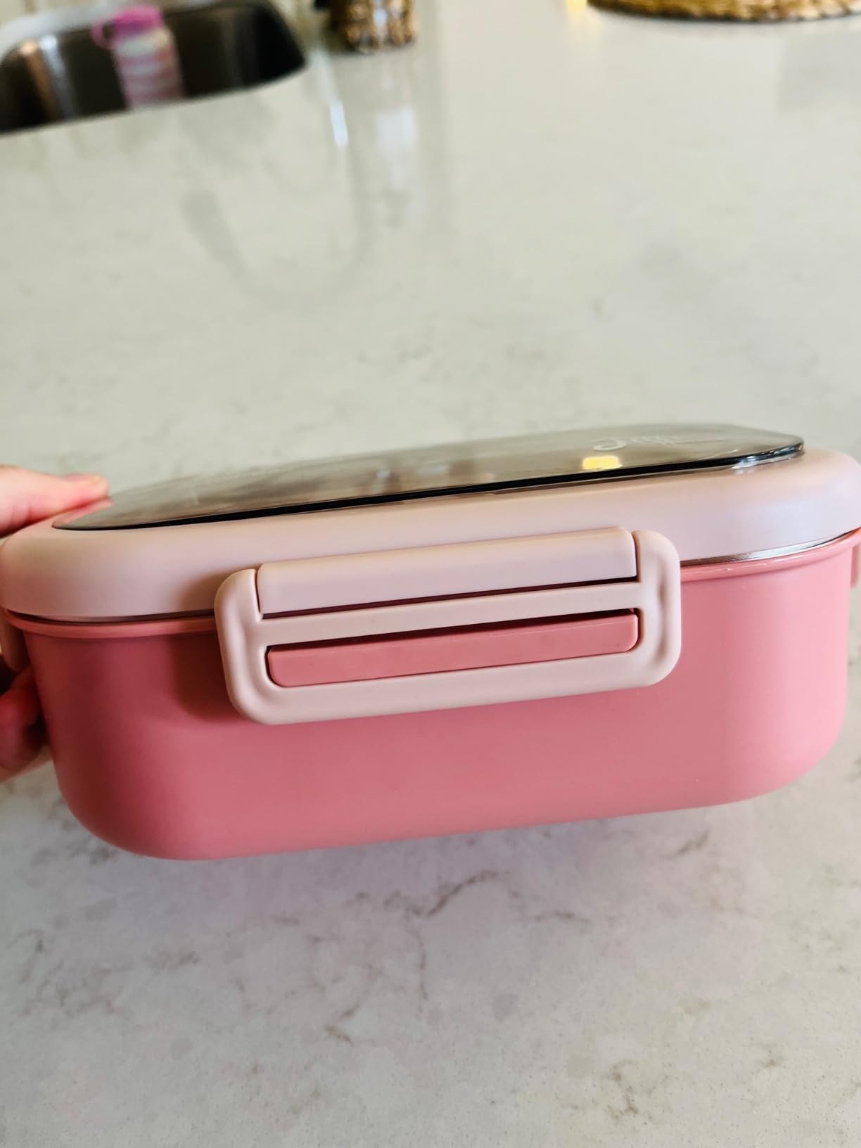 Lille Home 28oz Stainless Steel Leakproof 2-Compartment Bento Lunch Box/Portion Control Food Container with Lunch Bag and Cutlery Set, BPA Free customer photo 1