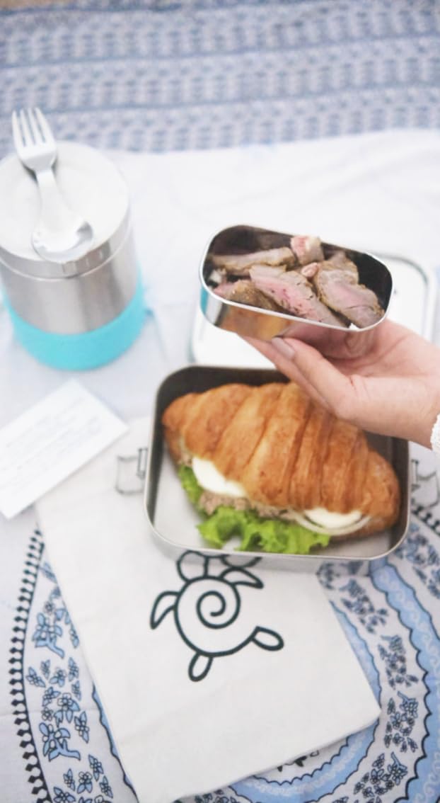 ecozoi Stainless Steel Lunch Box - 2 Tier Bento Box with Bonus Pod & 3 Compartments - Leak Proof Stainless Steel Lunch Box - Plastic Free, Eco Friendly, Dishwasher Safe, 60oz customer photo 1
