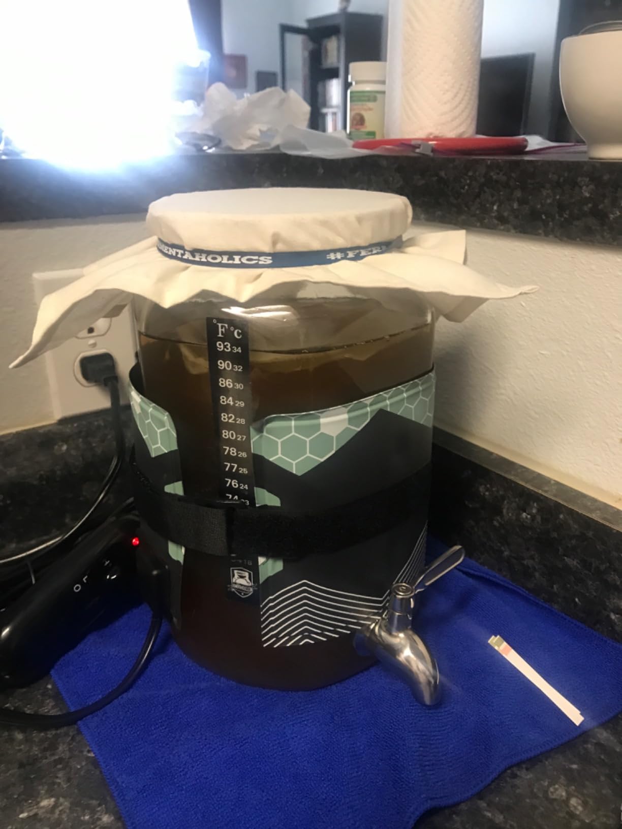 Craft A Brew - Kombucha Jar - for Kombucha Fermenting and Home Brewing - Includes Custom Cloth Cover - One Gallon Glass Jar - Proprietary Design customer photo 1