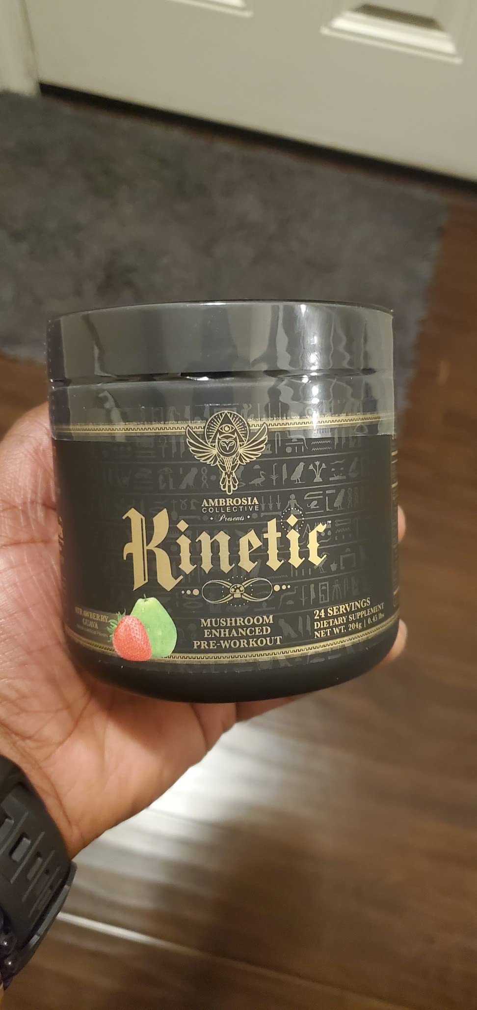 Ambrosia Organic Mushroom Pre Workout Powder with Creatine 3g | Lion's Mane, Cordyceps & Reishi | Clean Pre Workout | Mushroom Energy & Focus | 24 Servings | Strawberry Guava customer photo 1