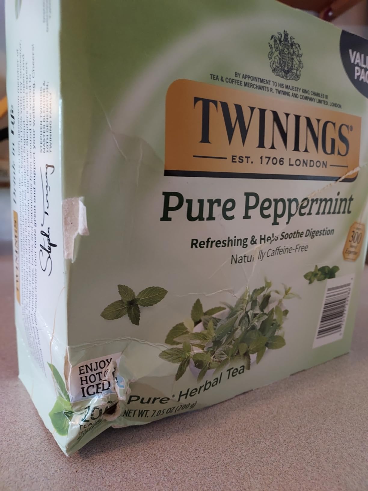 Twinings Pure Peppermint Herbal Tea Individually Wrapped Bags, 100 Count (Pack of 1), Fresh Minty Flavour, Naturally Caffeine-Free, Enjoy Hot or Iced, 100 Teabags customer photo 2