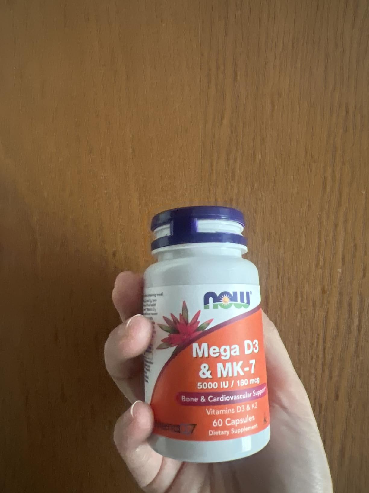 NOW Supplements, Mega D-3 & MK-7, 5000 IU / 180 mcg, Bone & Cardiovascular Support, Vitamins D-3 & K-2, 120 Capsules customer photo 2