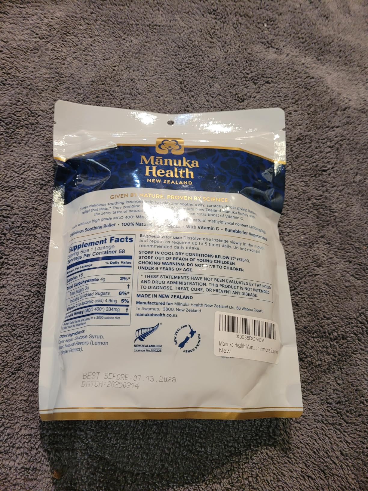 Manuka Health Manuka Honey Cough Drops - 58 Natural Lemon & Ginger Flavored Throat Lozenges Infused with Raw Manuka Honey and Vitamin C for Immune Support customer photo 1