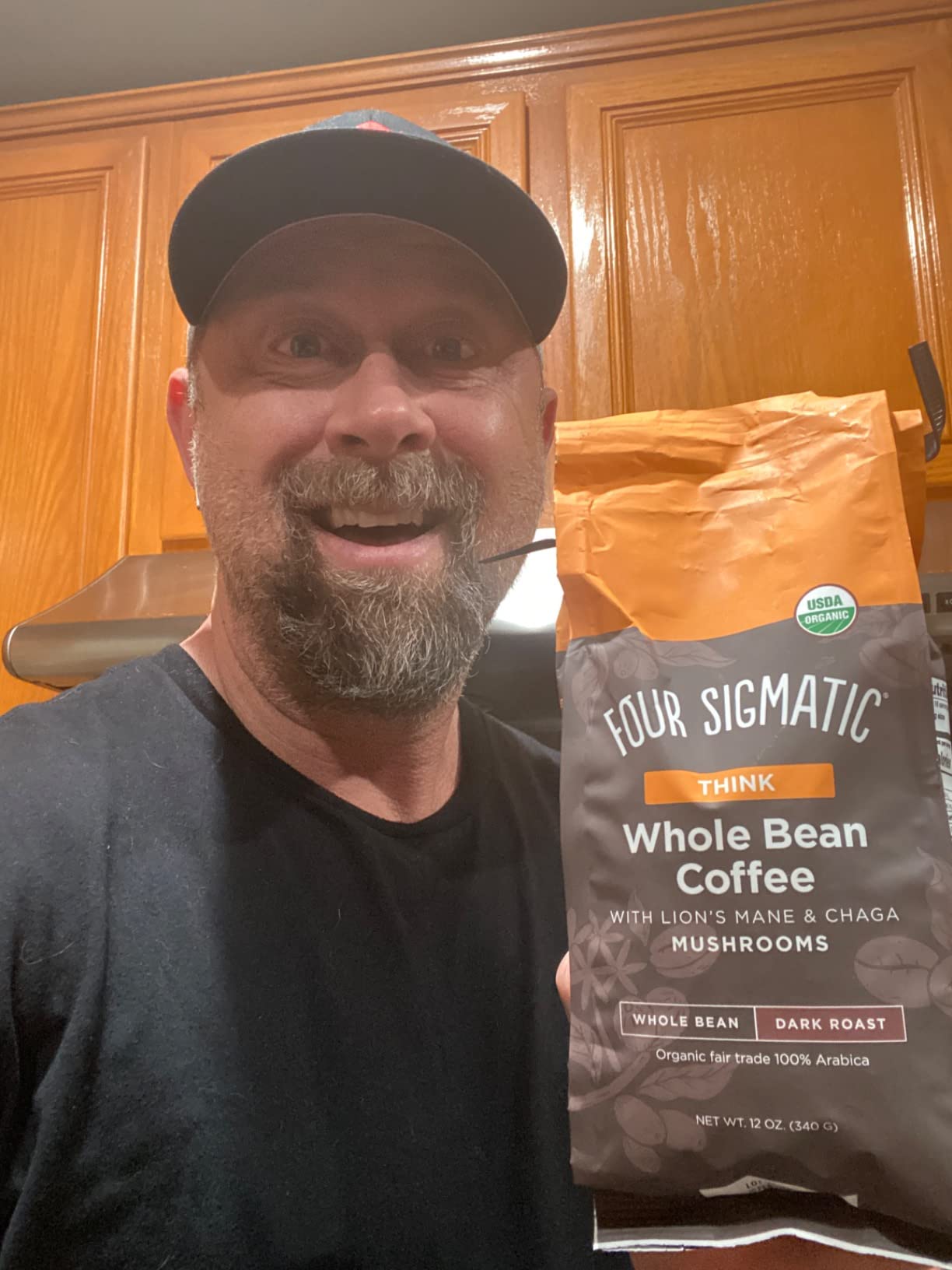 Four Sigmatic Dark Roast Organic Whole Bean Coffee | Gourmet Nootropic Mushroom Coffee Beans with Lion's Mane & Chaga Mushrooms for Enhanced Brain Function and Immune Support | 12oz customer photo 1