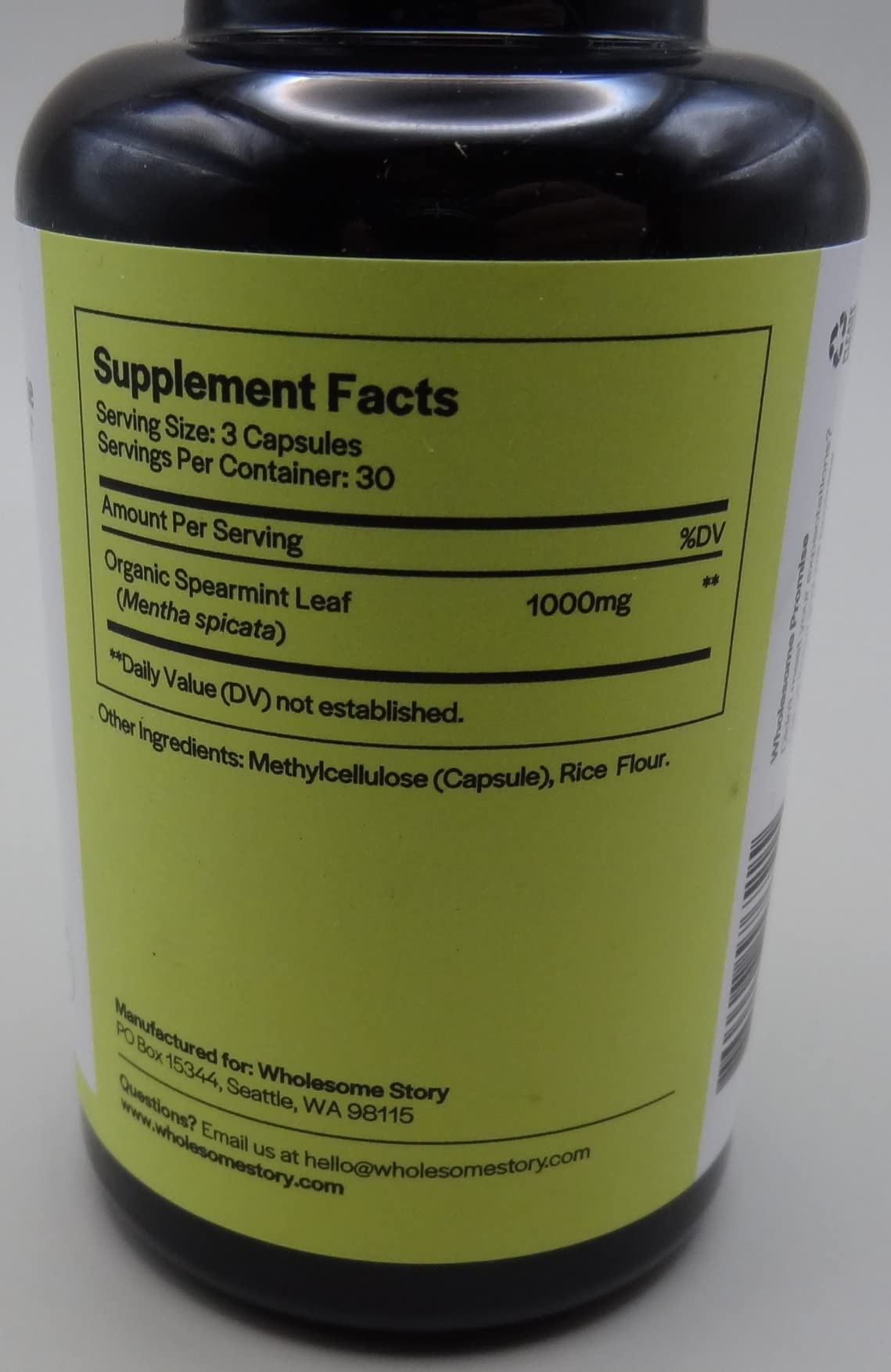Wholesome Story Organic Spearmint Capsules Supplement | 1000mg Spearmint Leaf | 333.33mg Per Capsule | Supports Hormones, Digestion & Gut | Mentha Spicata | 30-Day Supply customer photo 2