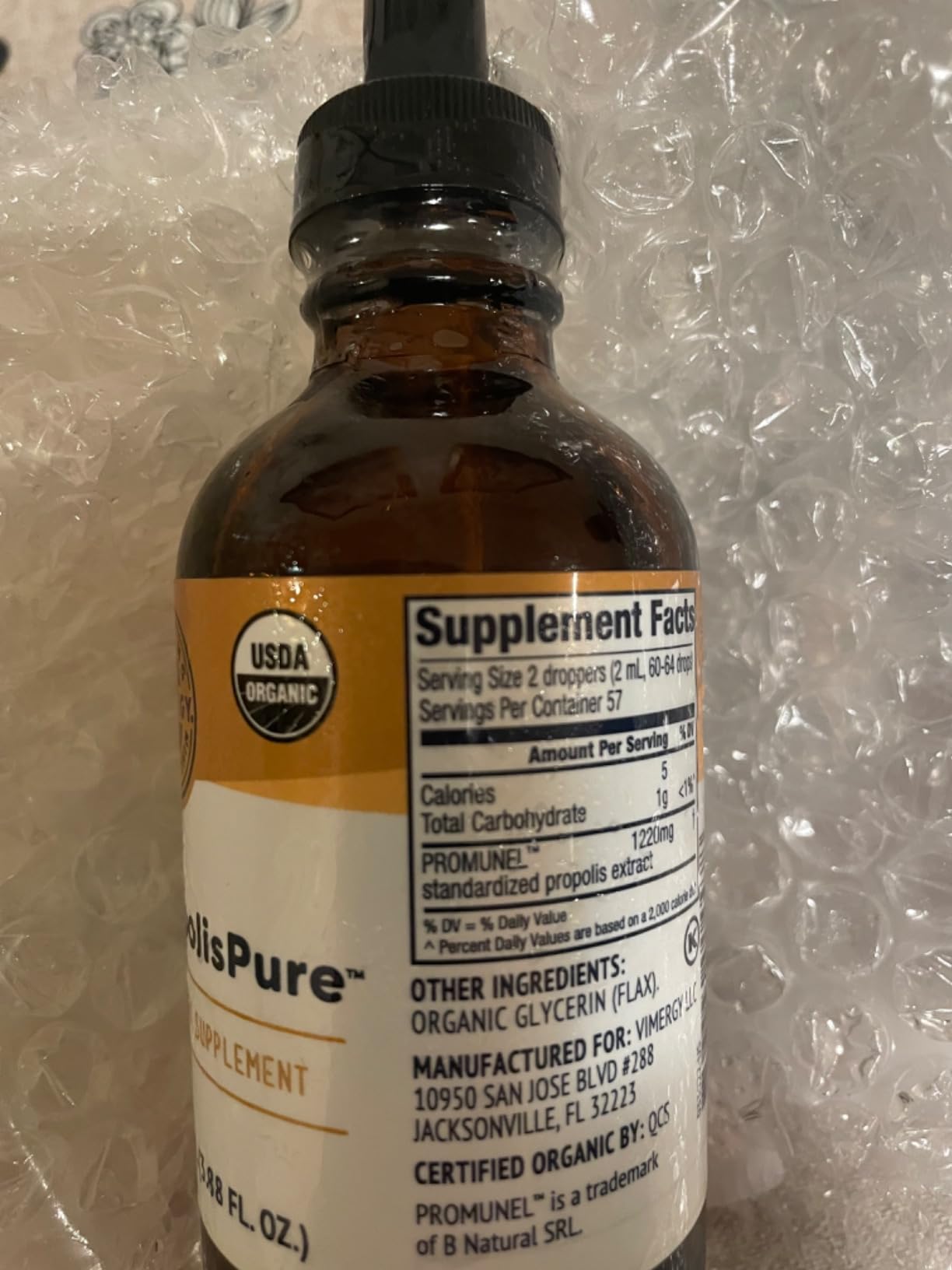 Vimergy PropolisPure - Supports Immune and Respiratory Health - Benefits Oral Health - USDA Certified Organic, Kosher, Paleo-Friendly, Gluten-Free - 115 mL (57 Servings) customer photo 1