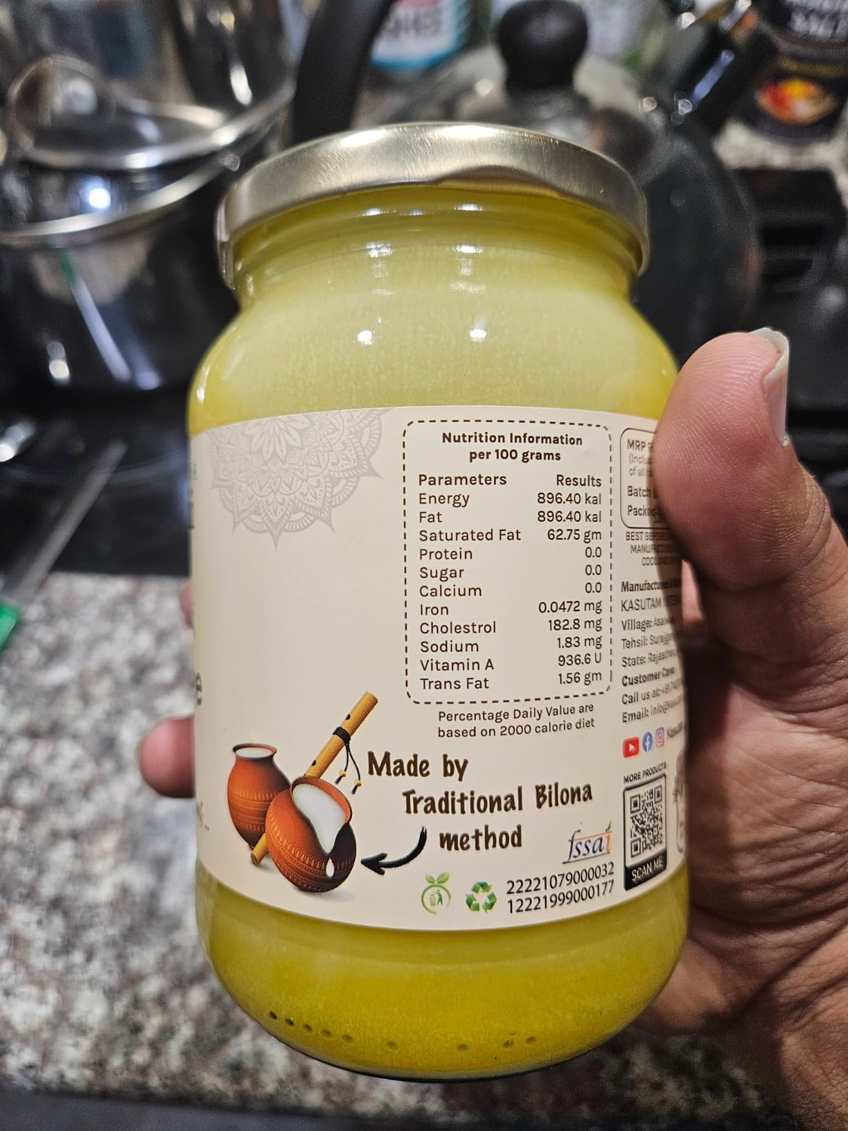 Kasutam A2 Desi Cow Bilona Ghee, Made By Traditional Vedic Bilona Method, Made In Earthen Pot & Hand Churned, Free Grazing Grass Fed Cow Ghee, Pure, Natural & Healthy, Glass Jar- 500Ml customer photo 2