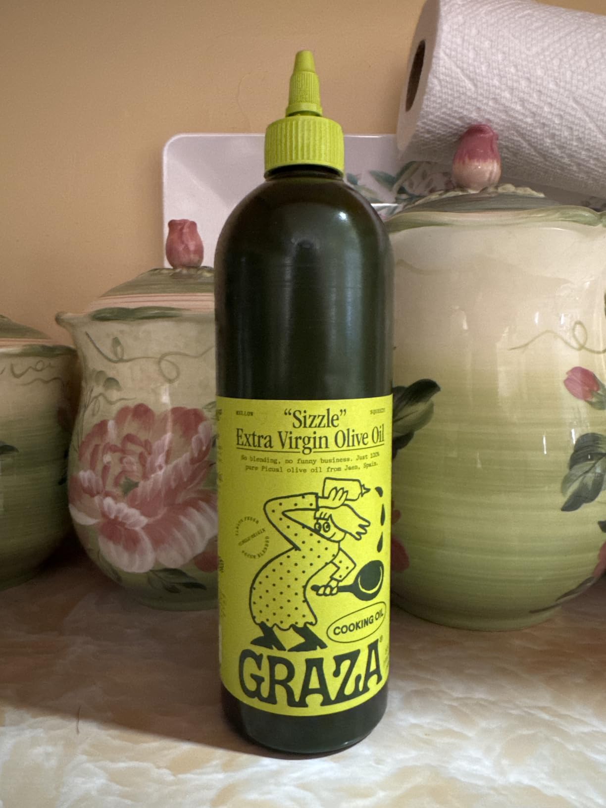 Graza Sizzle Extra Virgin Olive Oil, Cooking Oil - High Polyphenol Peak Harvest EVOO Cooking Oil in a Squeeze Bottle - Single Origin Olive Oils from Spain - 25.3 Fl Oz (750ml) customer photo 2
