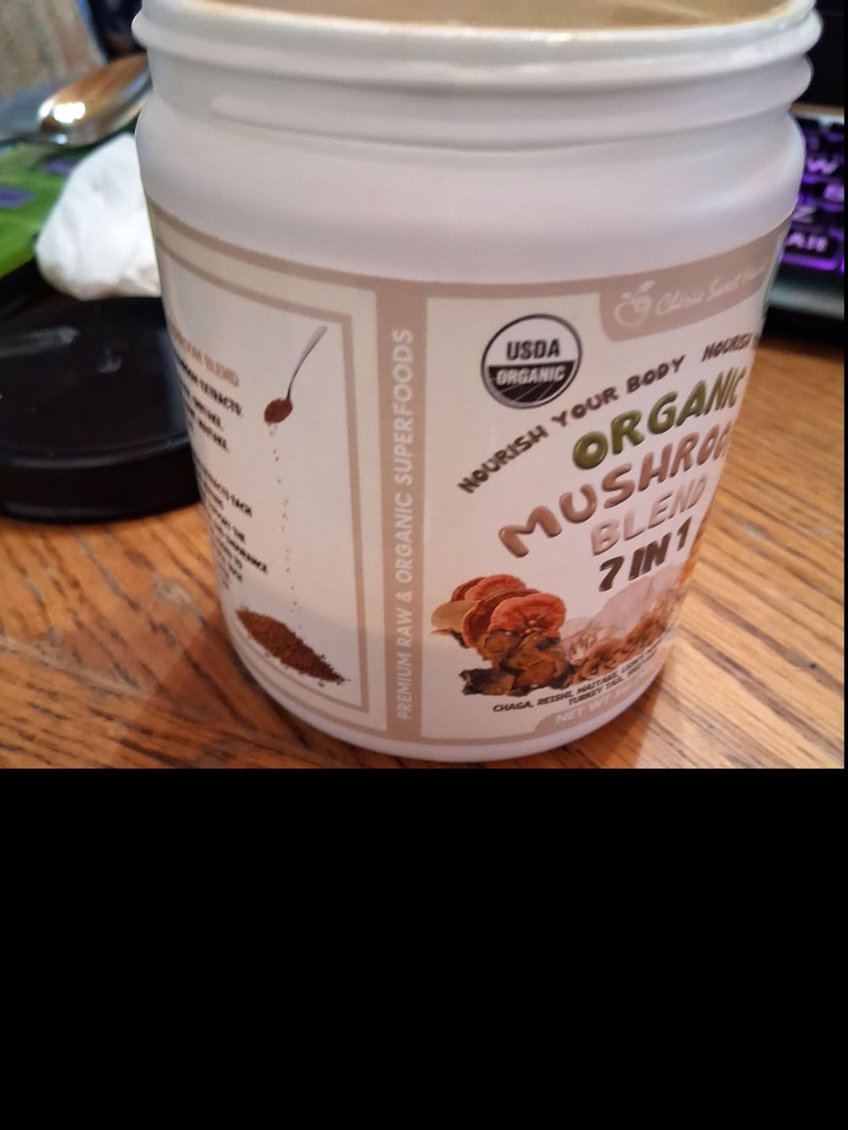 Cherie Sweet Heart 7 Mushroom Extract Powder - USDA Organic Superfood Blend with Lion's Mane, Reishi, Cordyceps, Maitake, Shiitake, Turkey Tail & Chaga - Vegan, Non-GMO, Gluten-Free - 3.5 oz customer photo 1