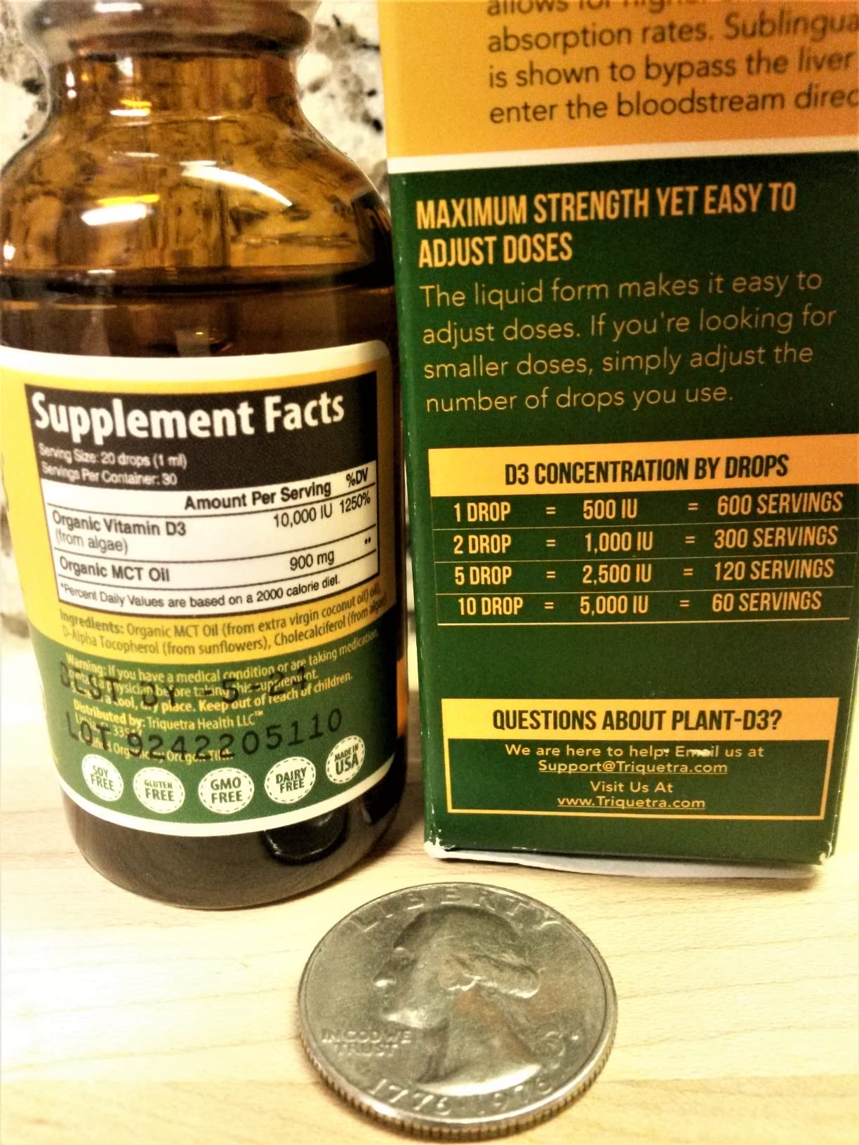 Organic Vitamin D3 10,000 IU - Plant D3, Vegan, Max Strength Sublingual Liquid D3 Drops - 200% Higher Absorption, 100% Plant-Based Cholecalciferol Form & Vegan D3, Adjustable Dosing (30 Servings) customer photo 2