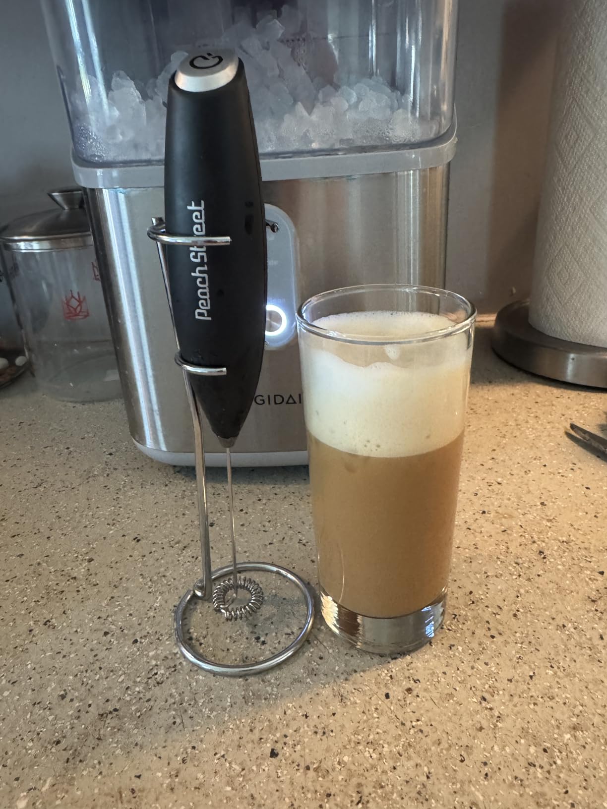 Powerful Handheld Milk Frother, Mini Milk Frother Wand, Battery Operated Stainless Steel Drink Mixer - Frother Stand for Milk Coffee, Lattes, Cappuccino, Frappe, Matcha, Hot Chocolate. Gift customer photo 1
