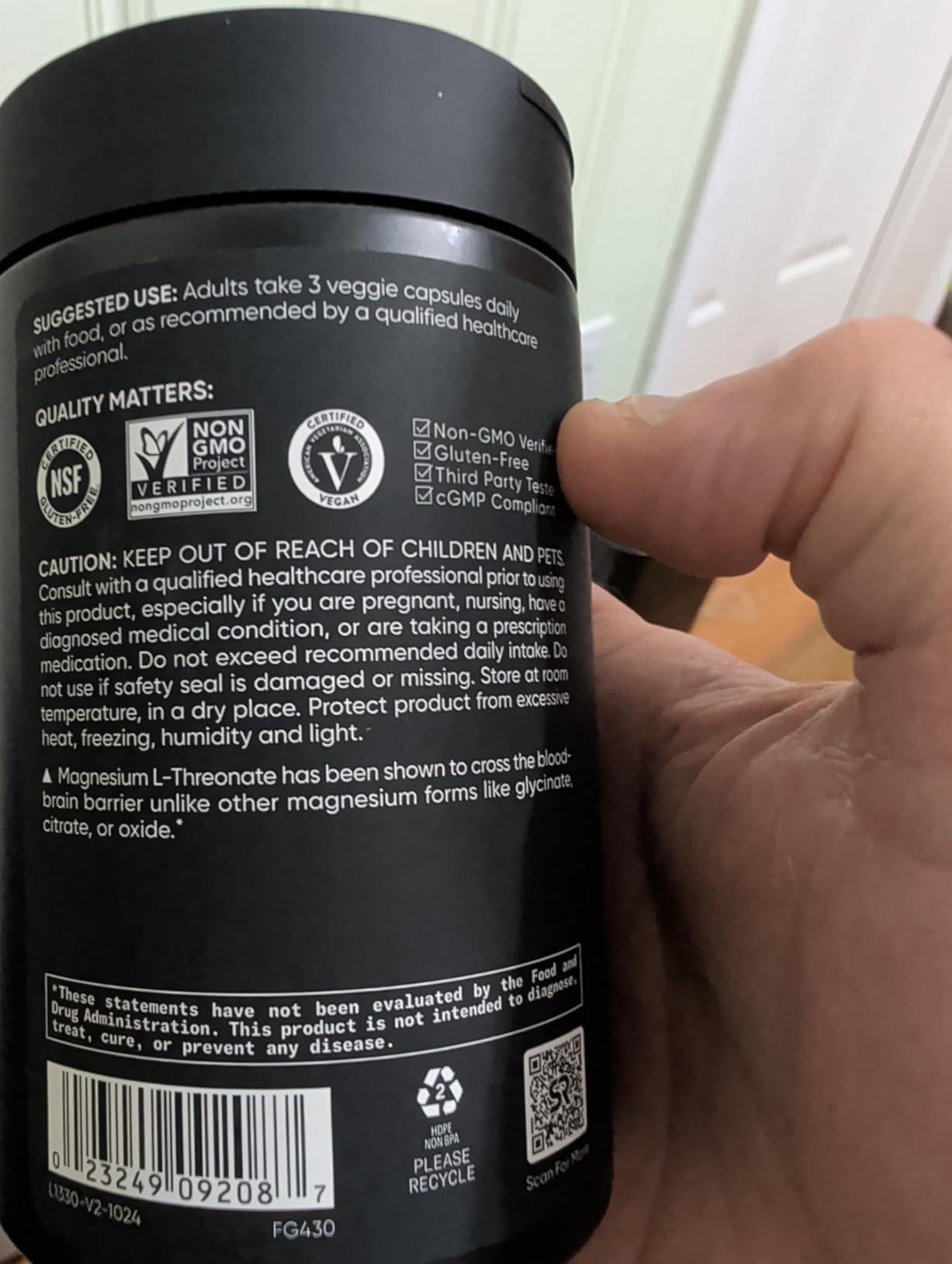 Sports Research Magnesium L-Threonate Capsules 2000mg - High-Absorption Magtein for Enhanced Brain Health, Memory, Focus & Restful Sleep Support - Vegan, Non-GMO, Gluten Free - 90 Count customer photo 2