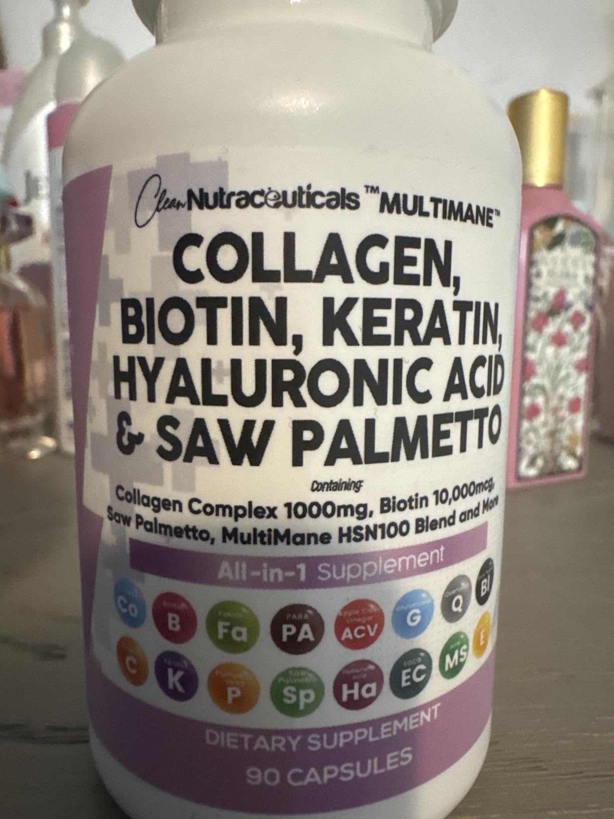 Clean Nutraceuticals Collagen Pills 1000mg Biotin 10000mcg Keratin Saw Palmetto Hyaluronic Acid - Hair Skin & Nails Vitamins & DHT Blocker with Vitamin E Folic Acid Pumpkin Seed MSM - 90 Count customer photo 1