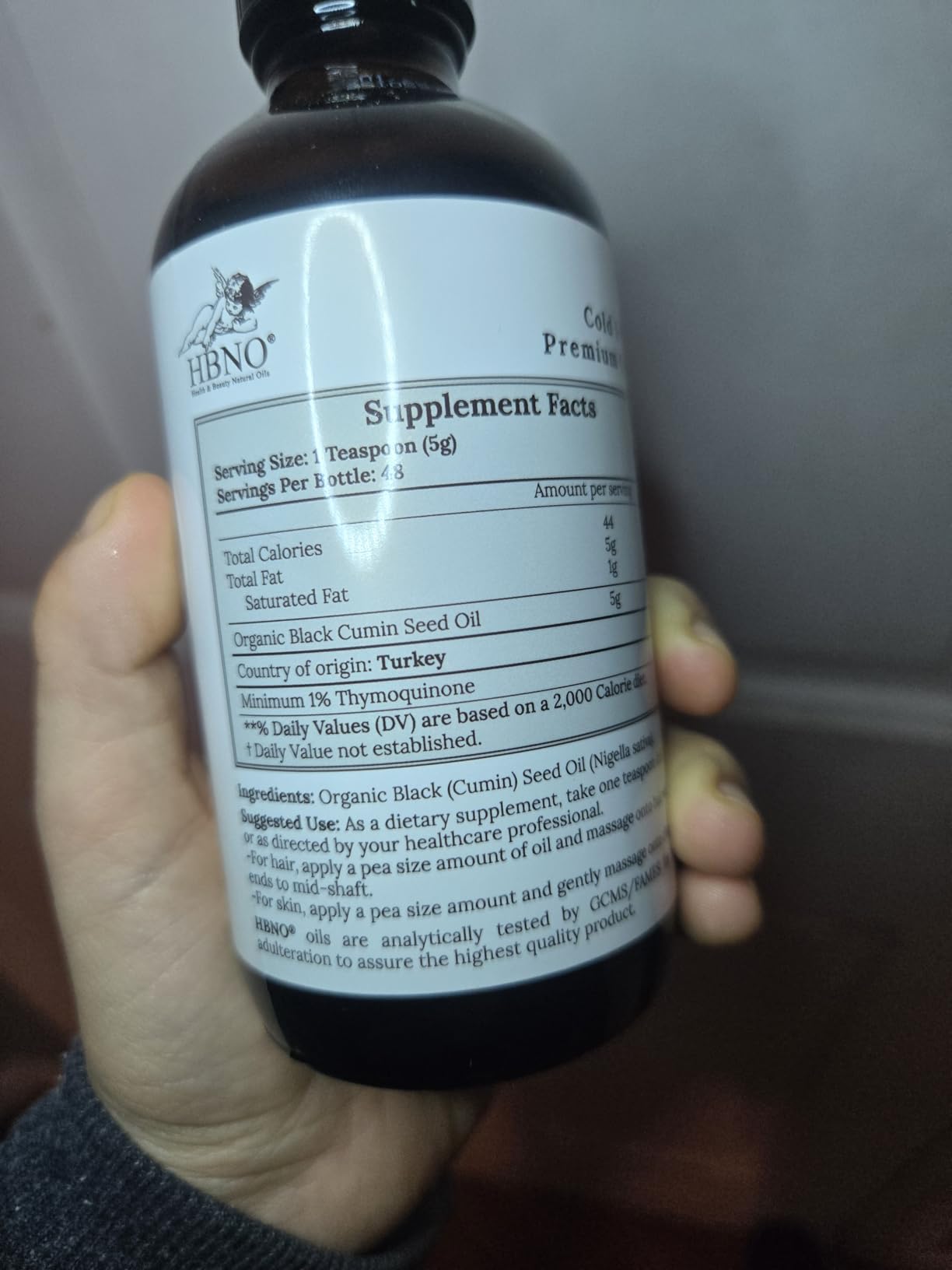 HBNO Organic Black Seed Oil - Huge 4oz (120ml) Glass Bottle Value Size - USDA Certified Organic Black Seed Oil, Cold Pressed for Face, Body, Lips, Shampoo & Conditioner customer photo 1
