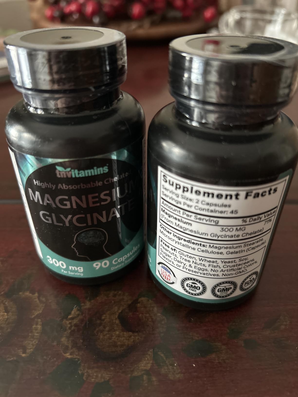 TNVitamins Magnesium Glycinate 300mg, 90 Capsules | High Absorption Chelated Magnesium for Sleep, Calm & Muscle Support | Non-GMO, Gentle, Non-Laxative customer photo 1