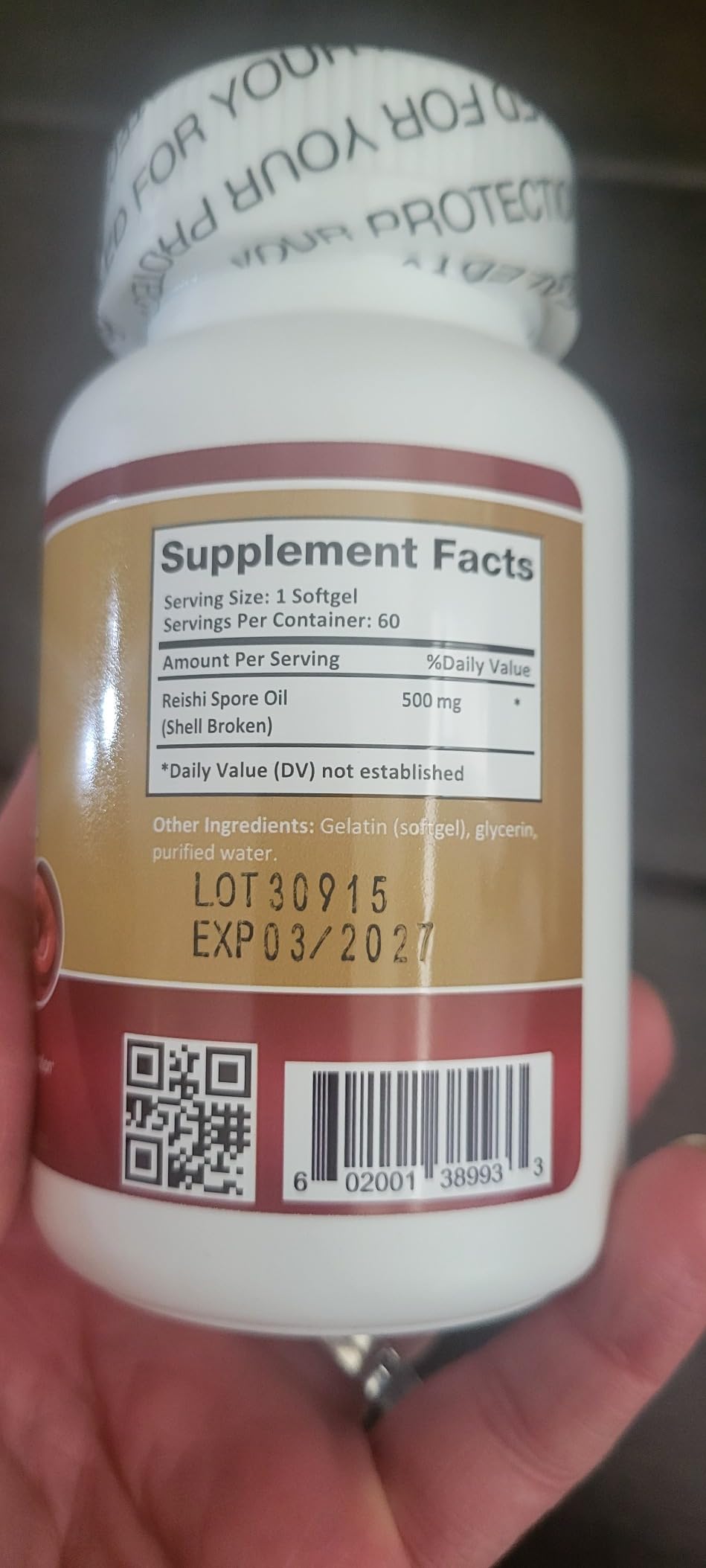 Reishi Spore Oil Shell Broken Extra Strength 500mg (60 Softgels) customer photo 2