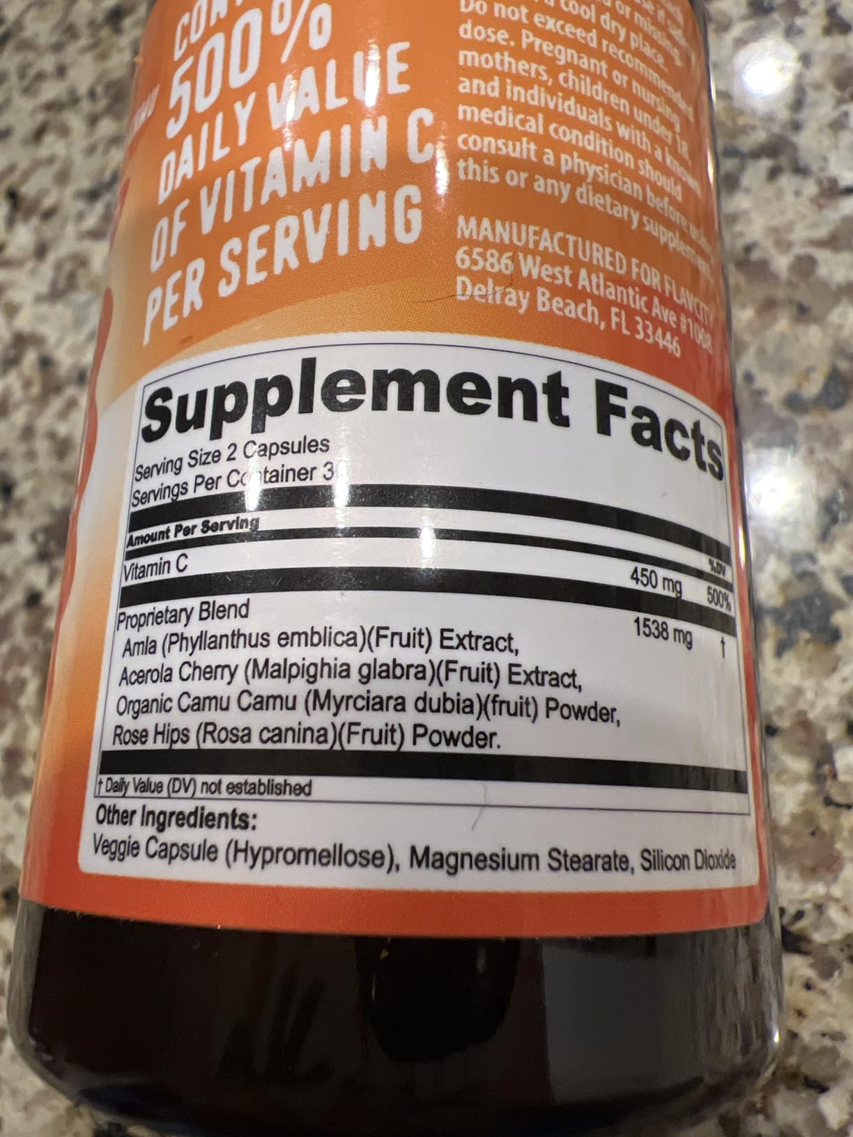 FlavCity Vitamin C Supplement, C-Ya Later! Superfood-Derived Immunity Support - Bioavailable Vitamin C Immune Support from Acerola Cherry, Rose Hips & Camu Camu - 500% Daily Value (60 Capsules) customer photo 2