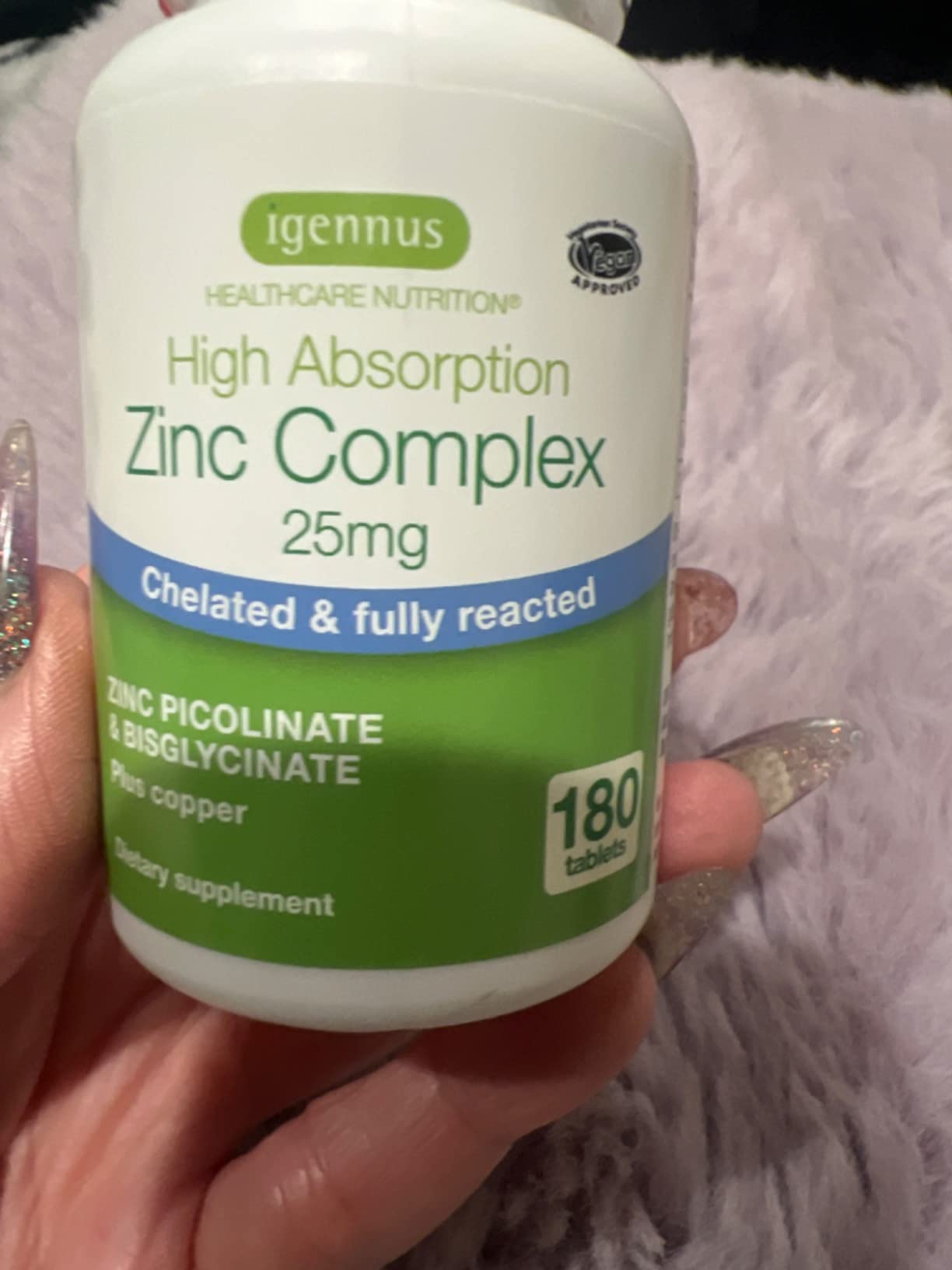 Igennus Clean Chelated Zinc 25mg with Copper, Fully Reacted Picolinate & Bisglycinate Complex, High Bioavailability & Gentle on the Gut, Third-Party Tested, Immune & Skin Support, 6 Month Supply customer photo 2