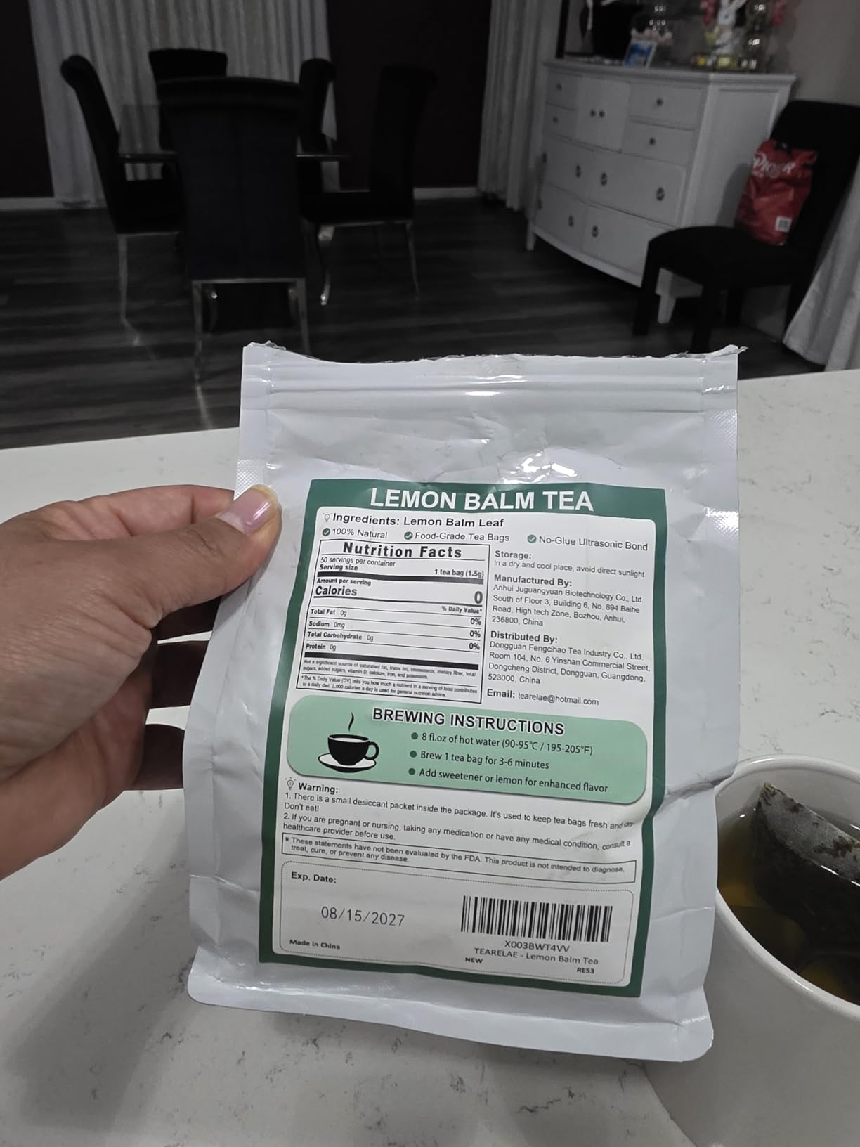 TEARELAE - Lemon Balm Tea Bag - 1.5g X 50 Count - Pure Natural Dried Lemon Balm Herb - Premium Lemon Balm Leaf for Calming and Digestion Support - Caffeine-free - Non-GMO customer photo 1