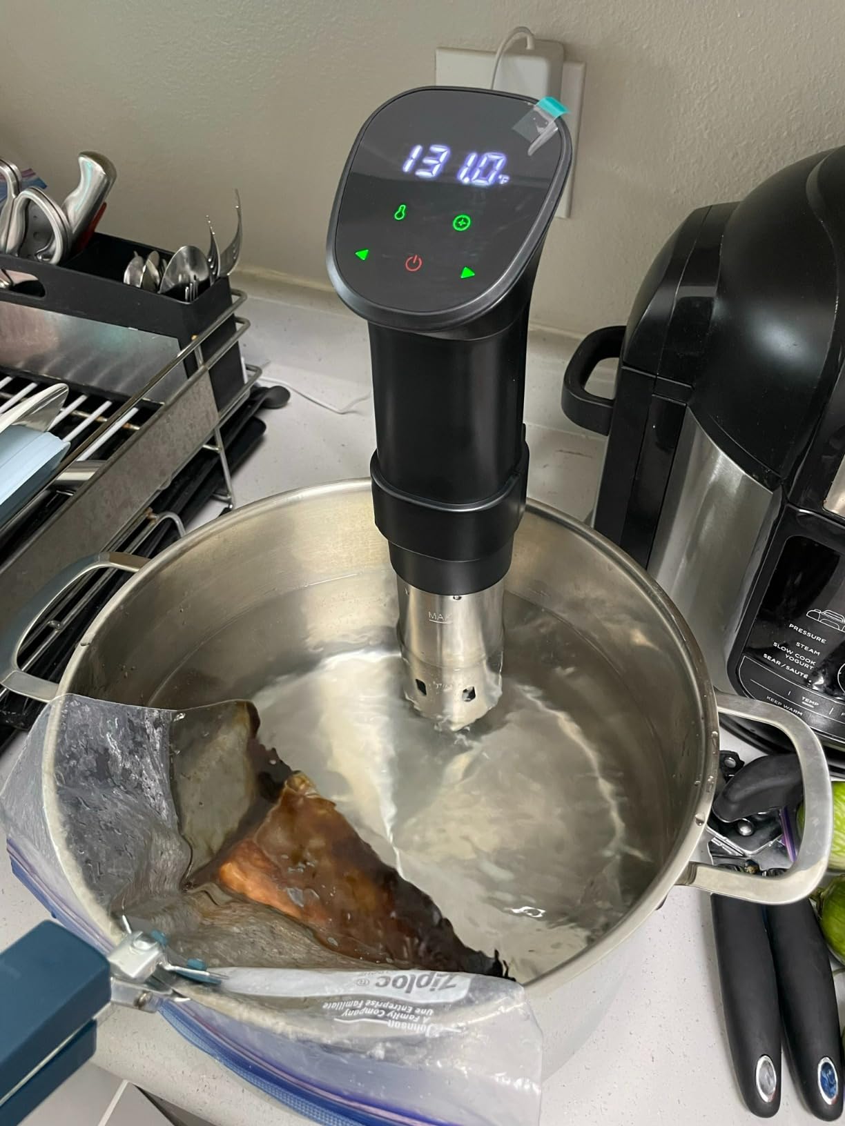 Sous Vide Machine-Suvee Cooker-Rocyis Sous Vide Kit with Lid, Recipes-1000W Fast Heating Immersion Circulator/Accurate Temperature and Timer/Digital Touch Screen, Stainless Steel (US Standard) customer photo 1